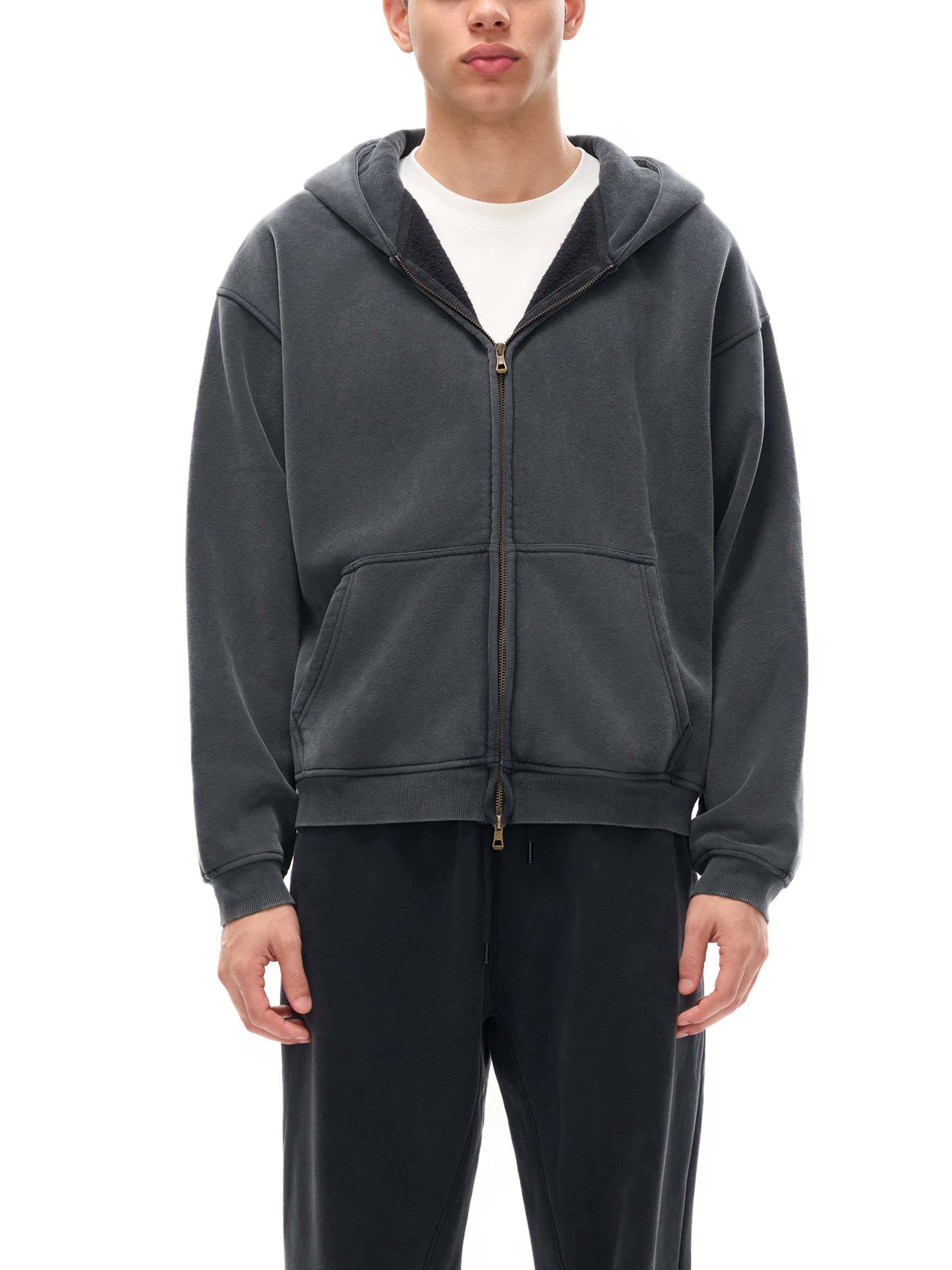 Zip-Through Boxy Fleece Hoodie | Oversized Unisex Streetwear Zip Hoodie