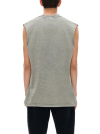 Snow Washed Frayed Hem Tank Top – Unisex Cotton Sleeveless Shirt