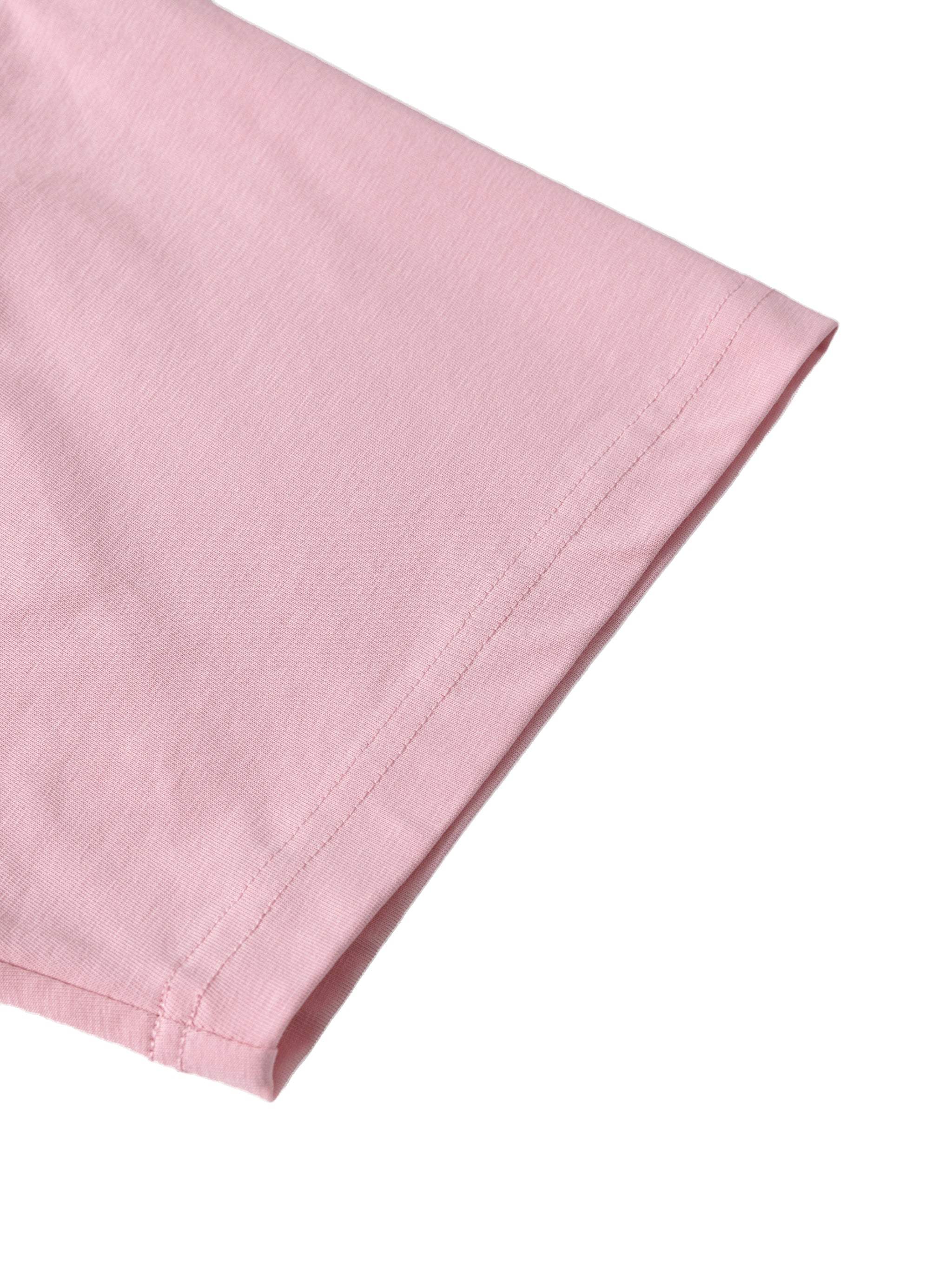 Close-up of pink Essential Sorona Boxy T-Shirt sleeve with cotton and Sorona blend fabric