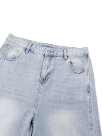 Men's vintage wash sunfade barrel leg jeans with relaxed fit and frayed details