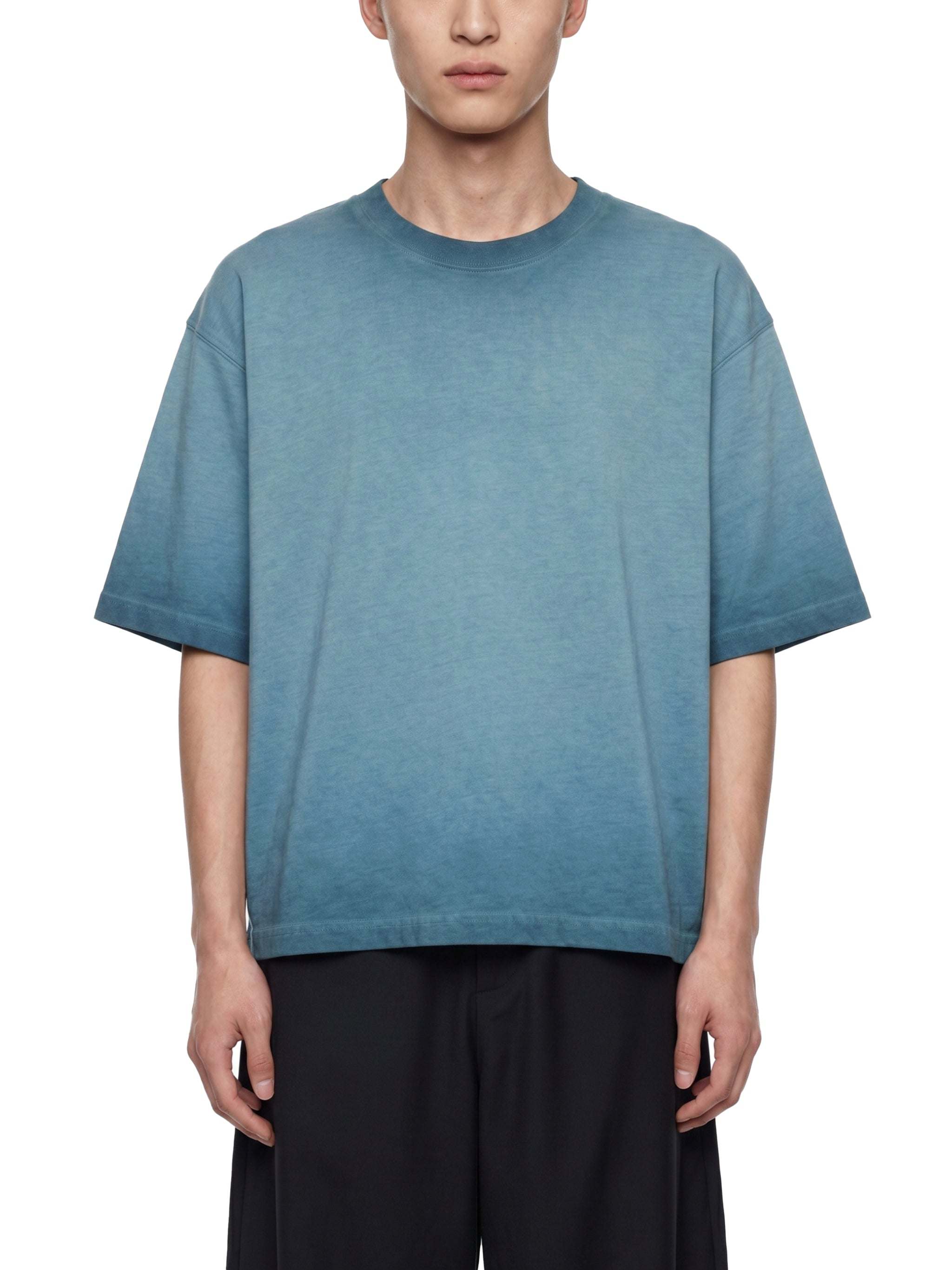 Unisex Reverse Dyed Boxy T-Shirt with vintage-style loose fit and subtle gradient dye effect