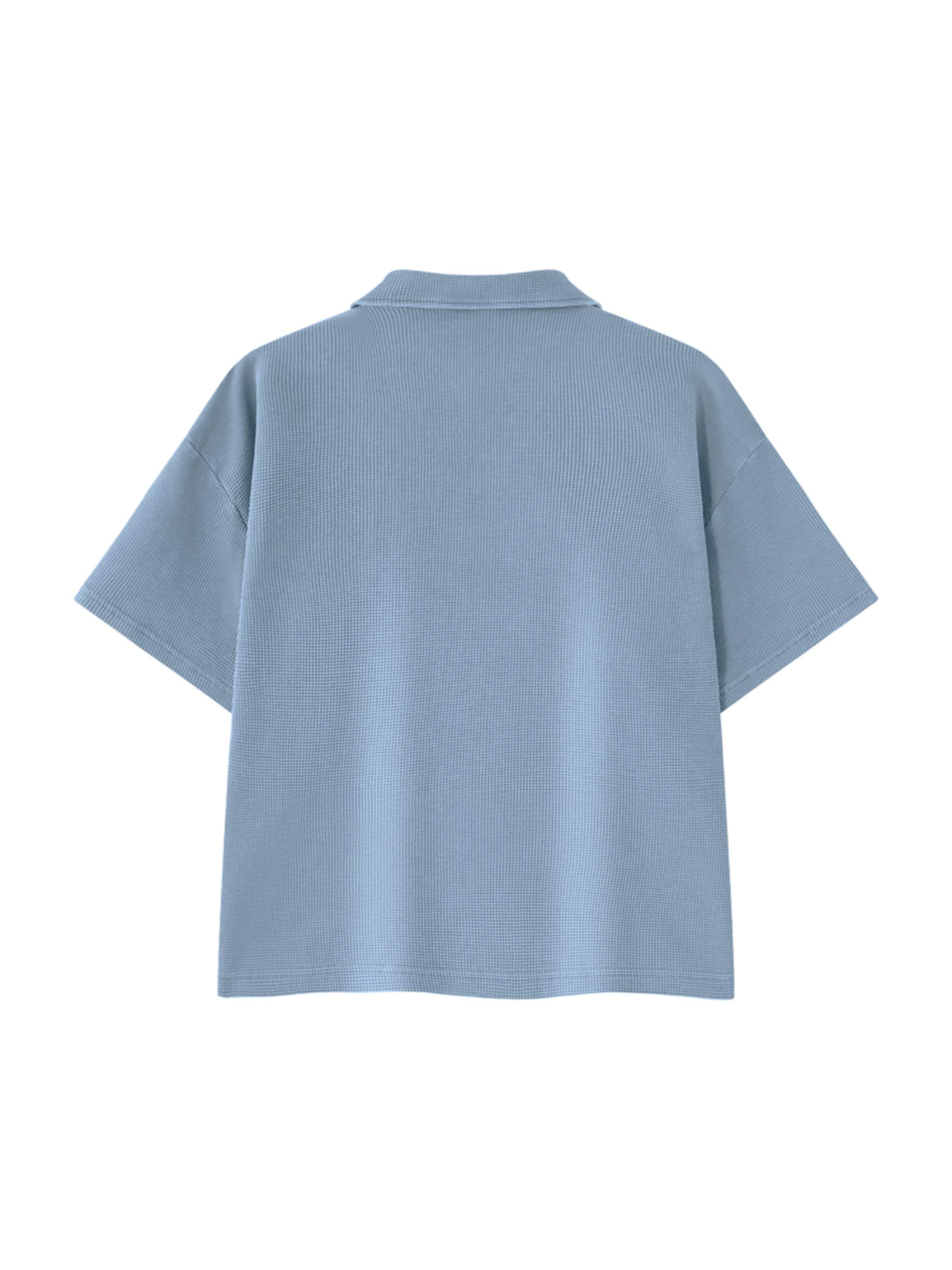 Unisex Waffle Boxy Polo Shirt | Oversized Vintage Streetwear Cotton Blend Tee
