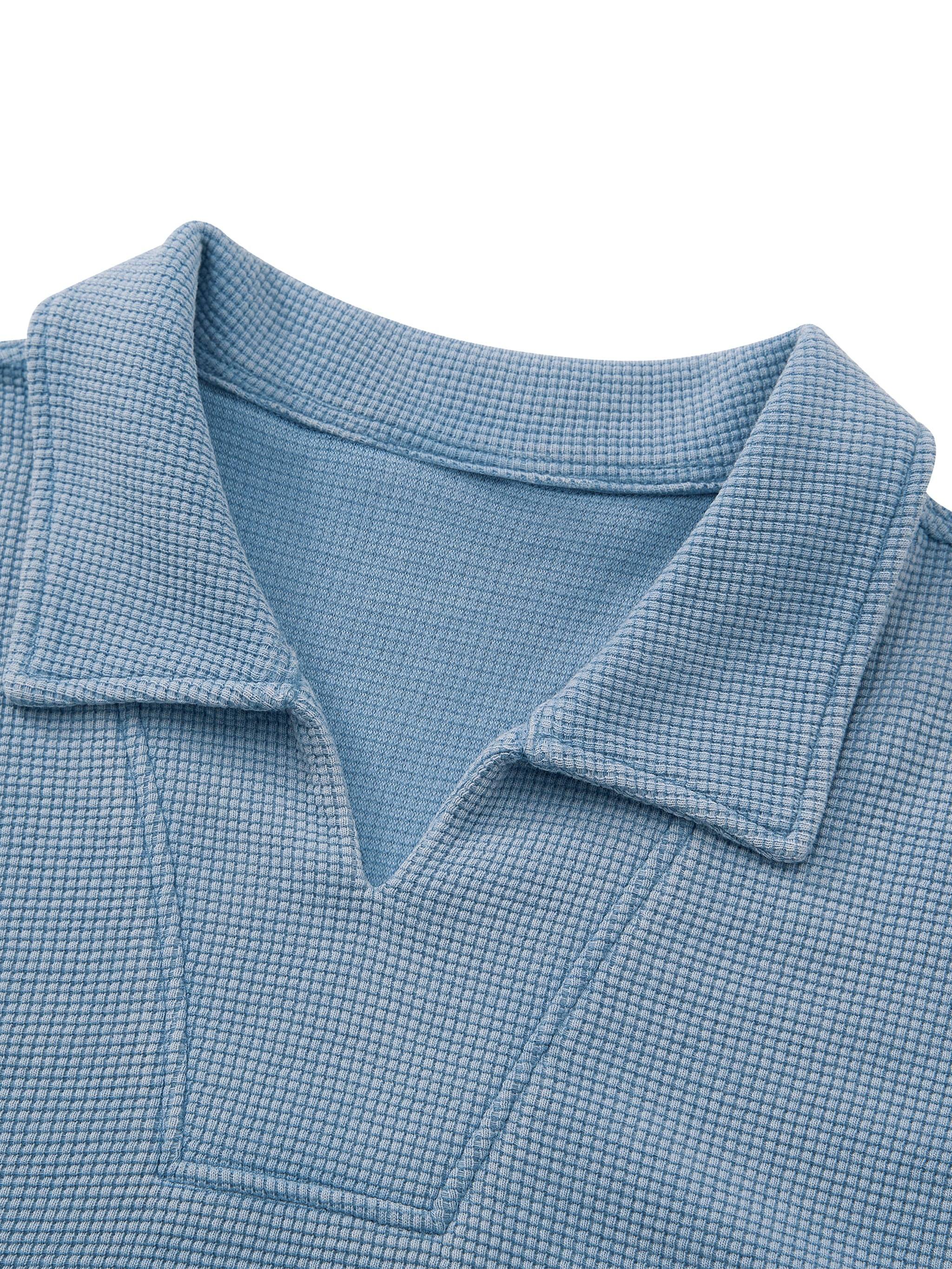 Unisex Waffle Boxy Polo Shirt | Oversized Vintage Streetwear Cotton Blend Tee