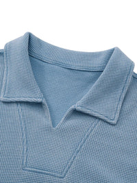 Unisex Waffle Boxy Polo Shirt | Oversized Vintage Streetwear Cotton Blend Tee