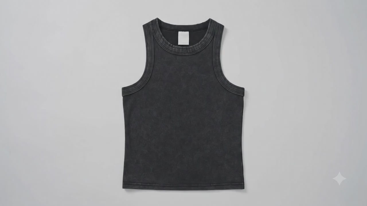 Snow Washed Crop Tank Top | Women’s Bodycon Cotton Streetwear Tank