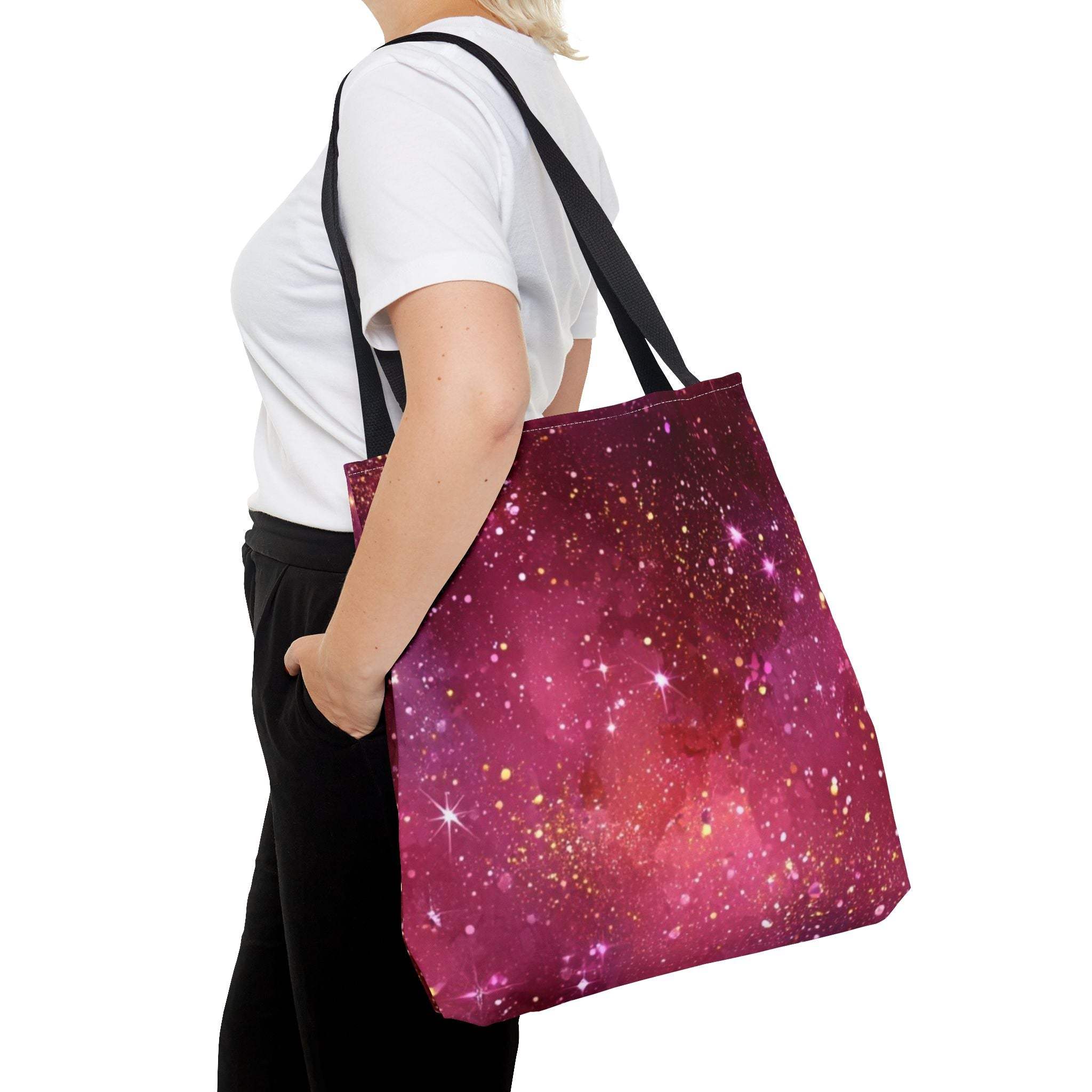 Bratcore Glittery Pink Polyester Tote Bag - Durable Statement - TeninoVentures
