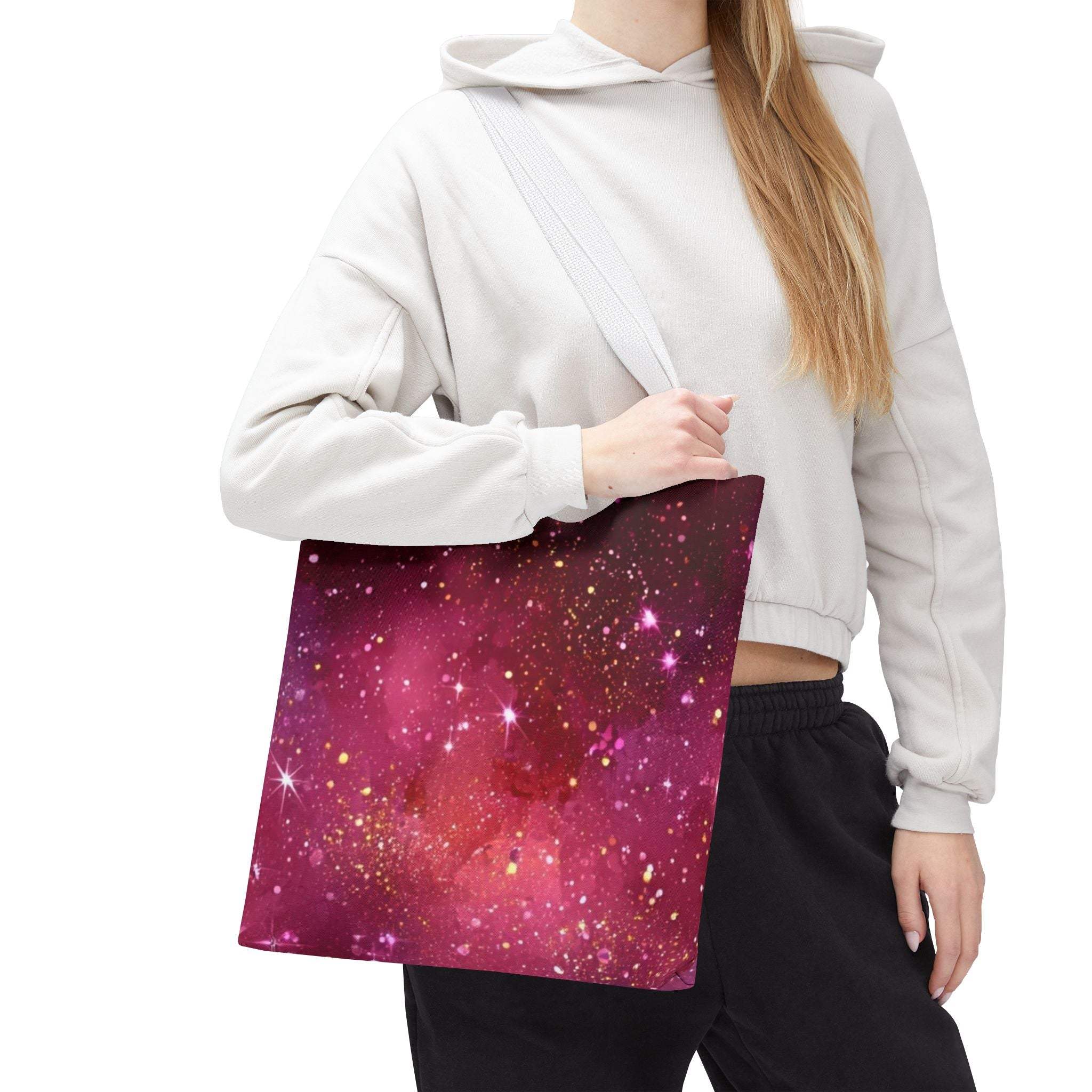 Bratcore Glittery Pink Polyester Tote Bag - Durable Statement - TeninoVentures