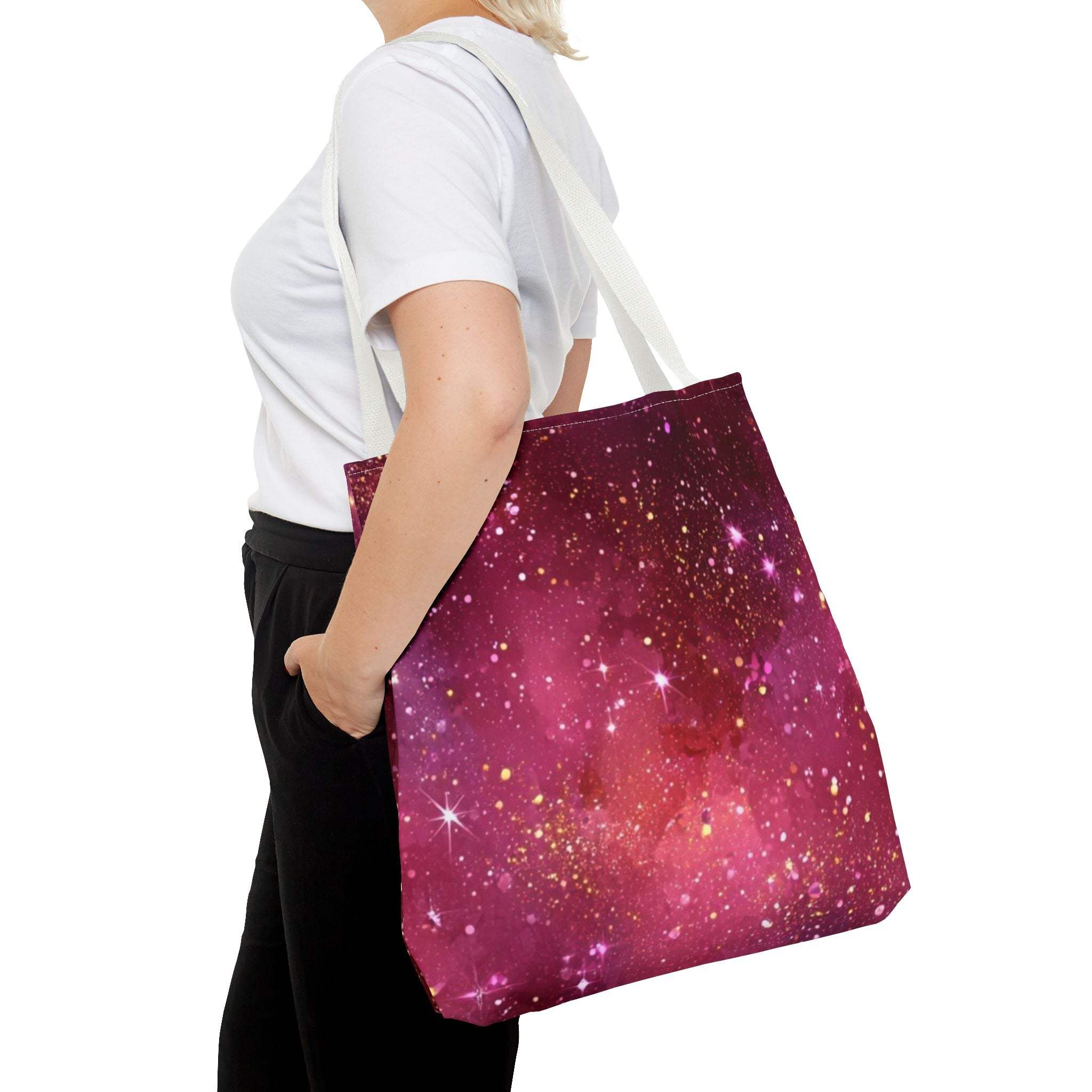 Bratcore Glittery Pink Polyester Tote Bag - Durable Statement - TeninoVentures