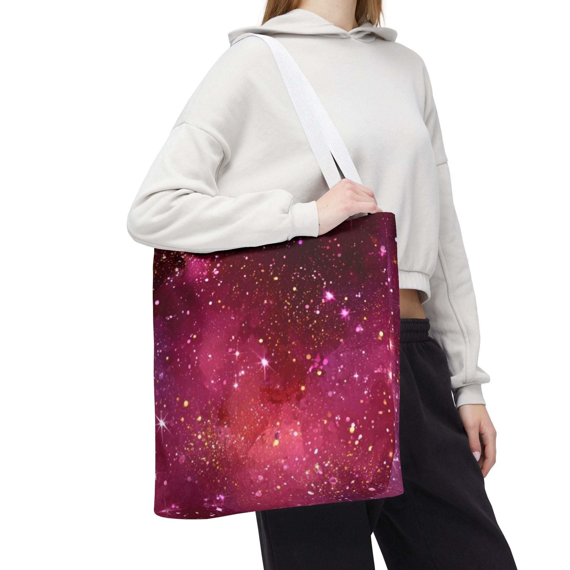Bratcore Glittery Pink Polyester Tote Bag - Durable Statement - TeninoVentures