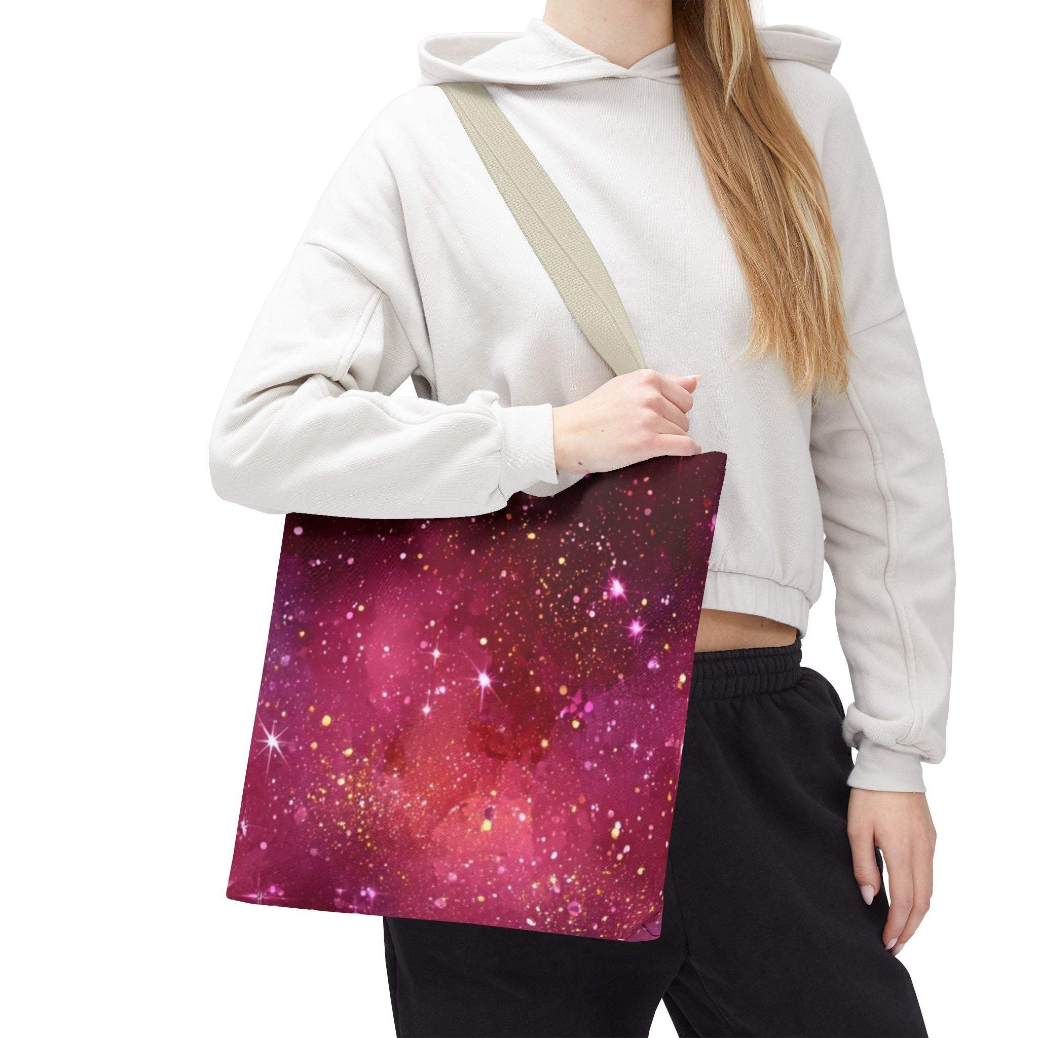 Bratcore Glittery Pink Polyester Tote Bag - Durable Statement - TeninoVentures