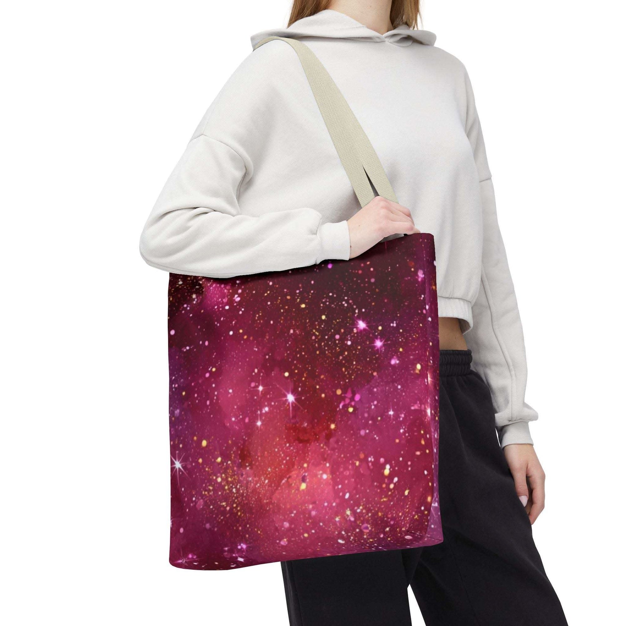 Bratcore Glittery Pink Polyester Tote Bag - Durable Statement - TeninoVentures
