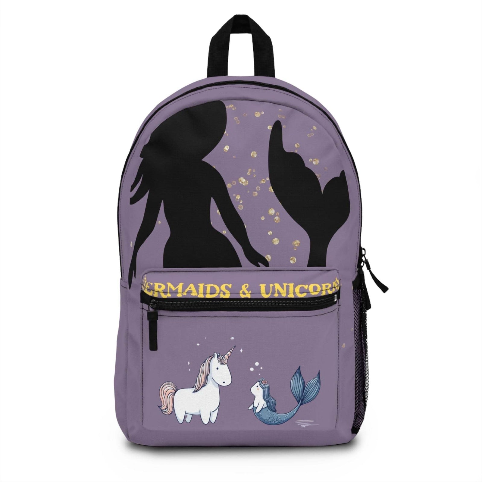 Colorful mermaid unicorn school bookbag with padded straps and multiple compartments for kids