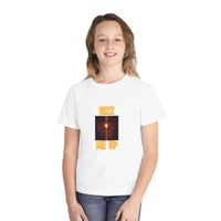 Youth wearing Rizz Me Up T-Shirt midweight tee in casual outdoor setting