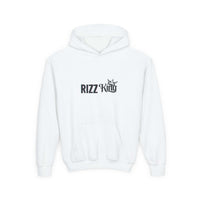Rizz King Heavy Blend Hoodie in charcoal gray with adjustable drawstrings and kangaroo pocket.