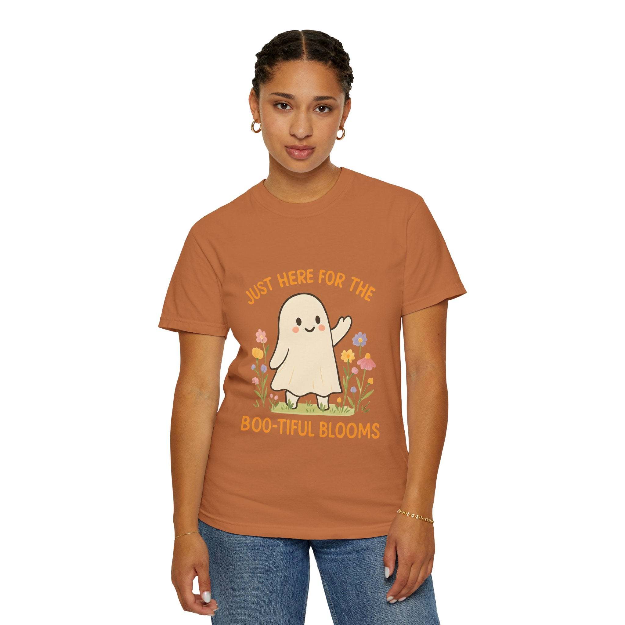 Floral Ghost Halloween T-shirt - TeninoVentures