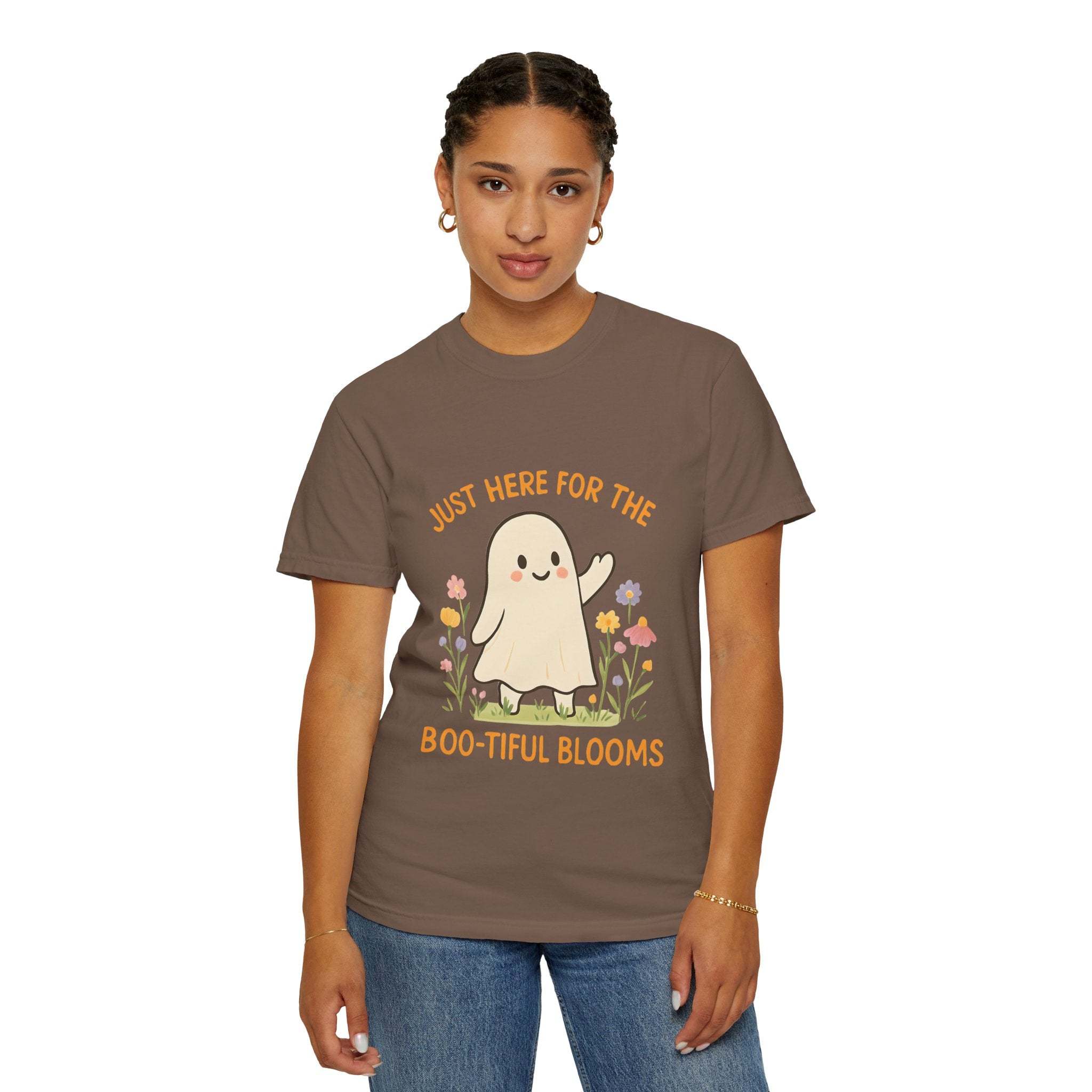 Floral Ghost Halloween T-shirt - TeninoVentures