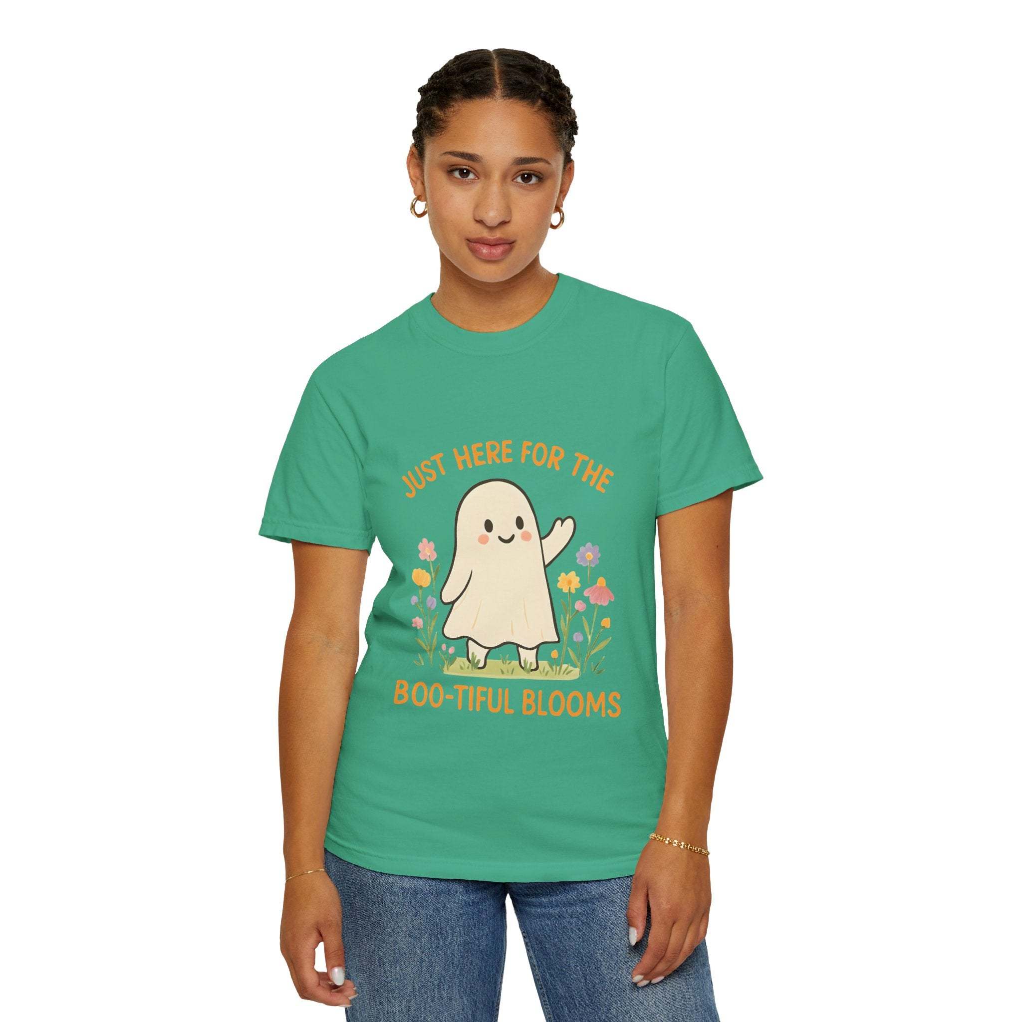 Floral Ghost Halloween T-shirt - TeninoVentures