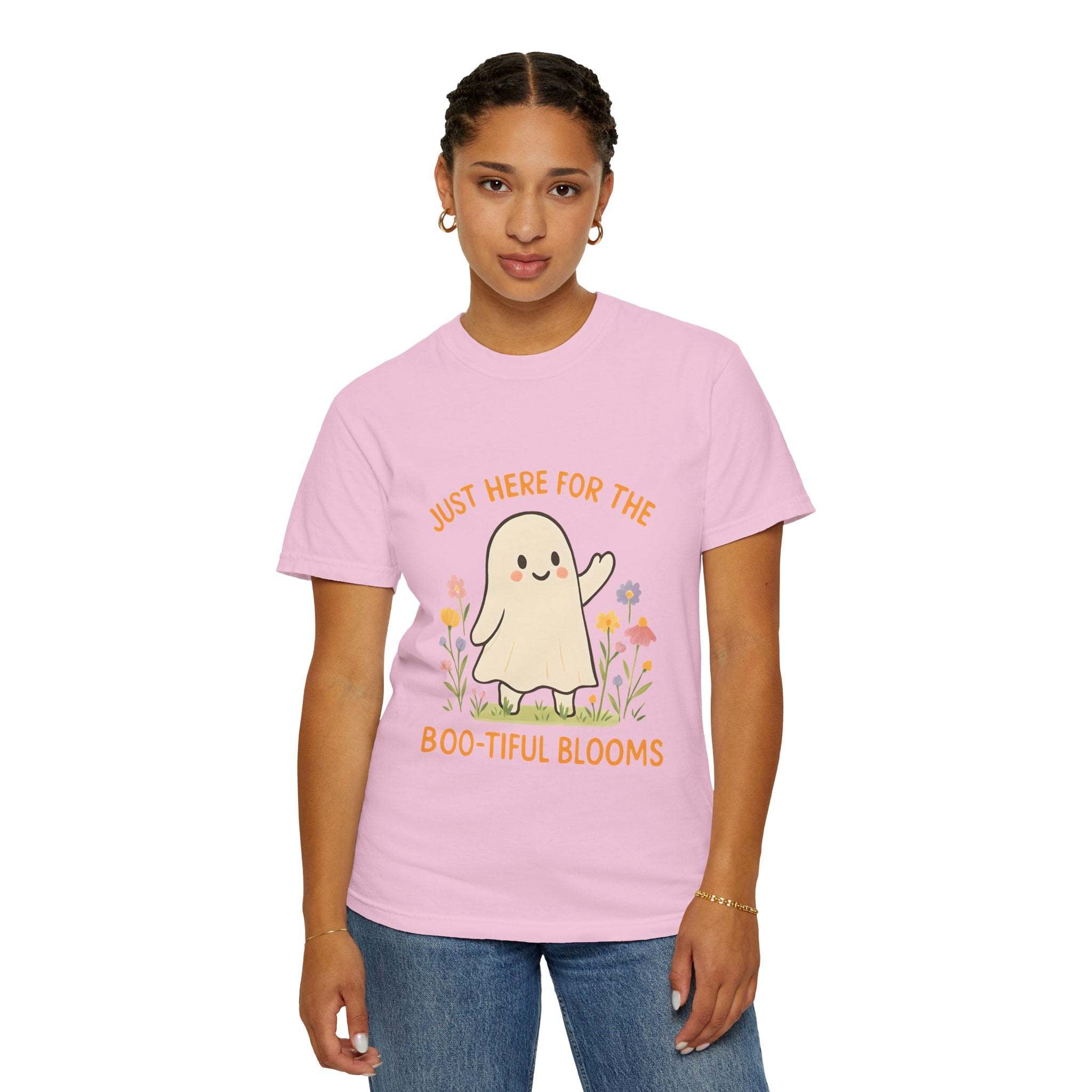 Floral Ghost Halloween T-shirt - TeninoVentures