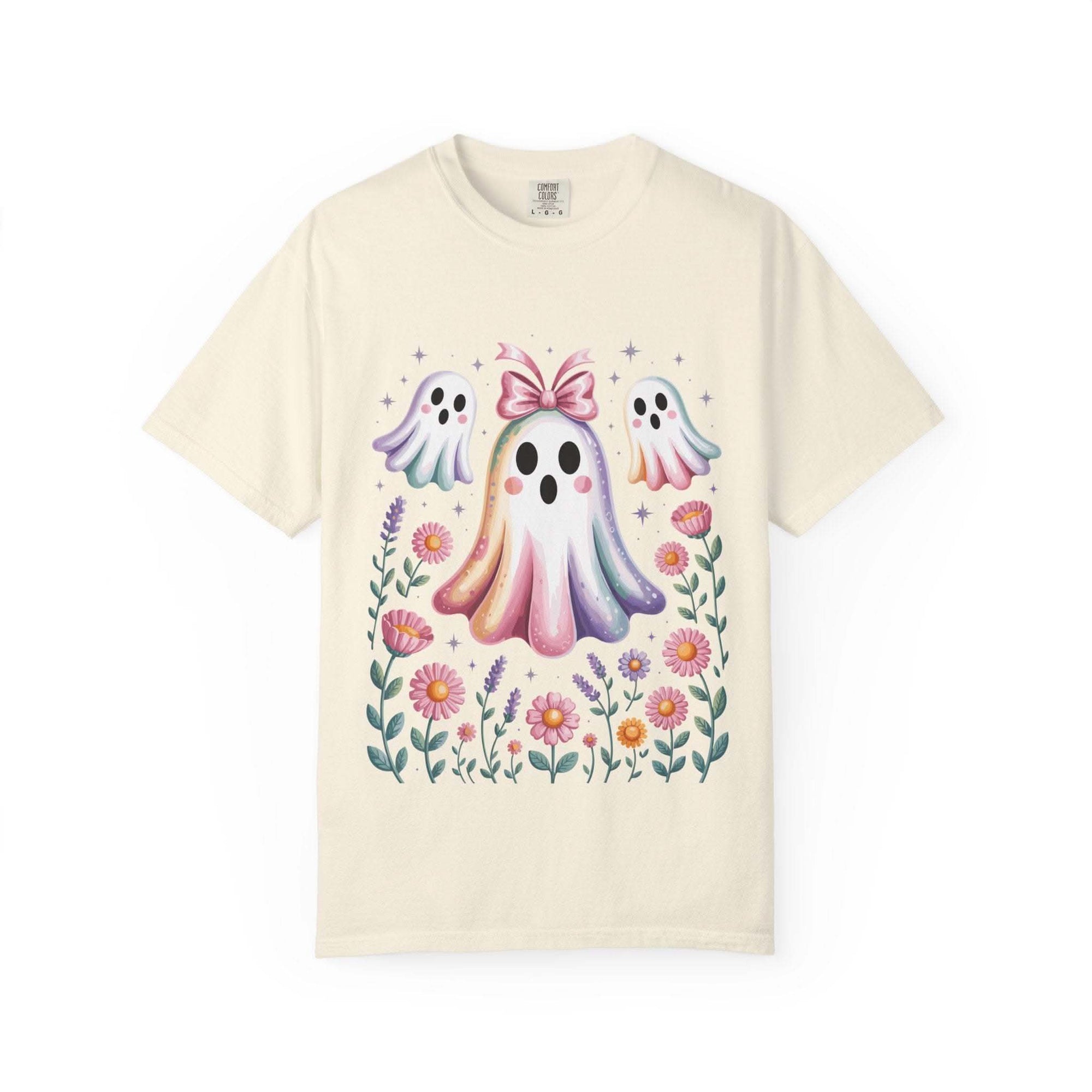 Iridescent Floral Ghost Halloween T-shirt - TeninoVentures