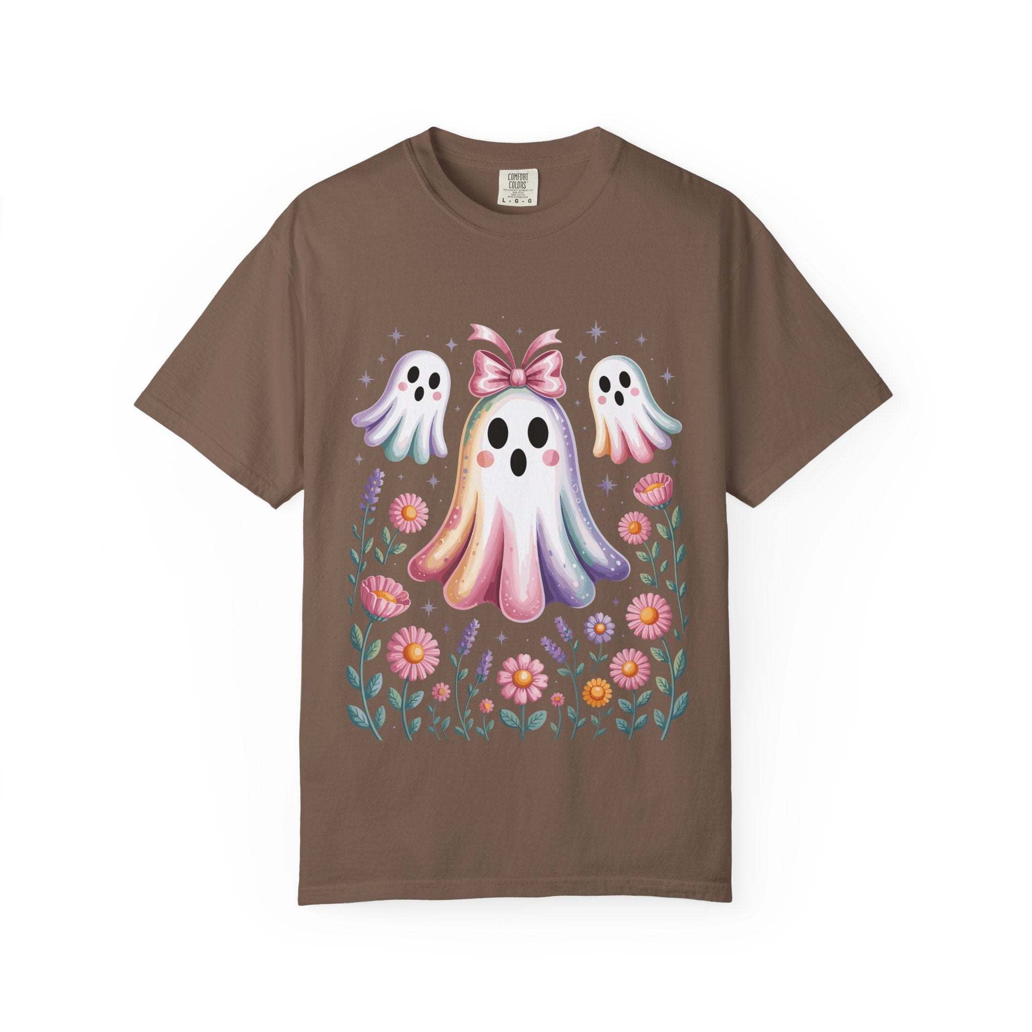 Iridescent Floral Ghost Halloween T-shirt - TeninoVentures