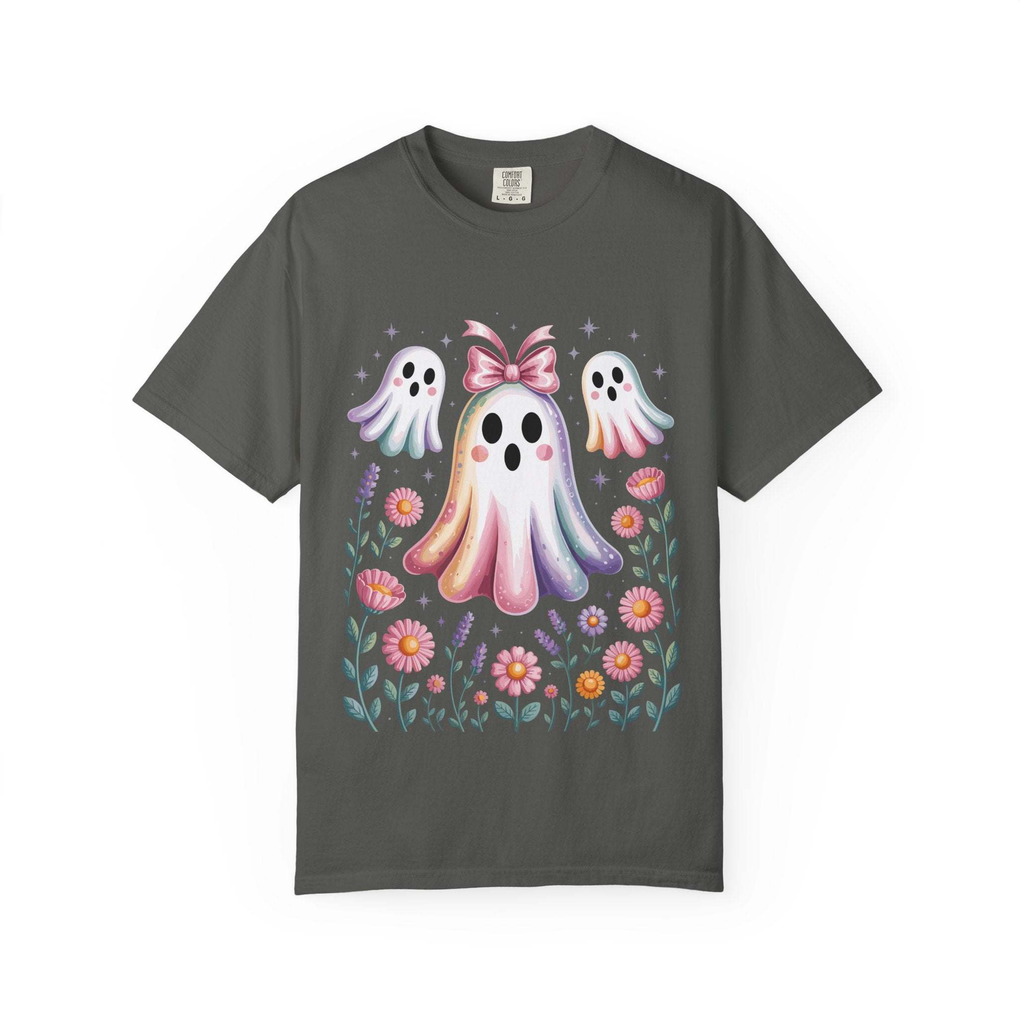 Iridescent Floral Ghost Halloween T-shirt - TeninoVentures