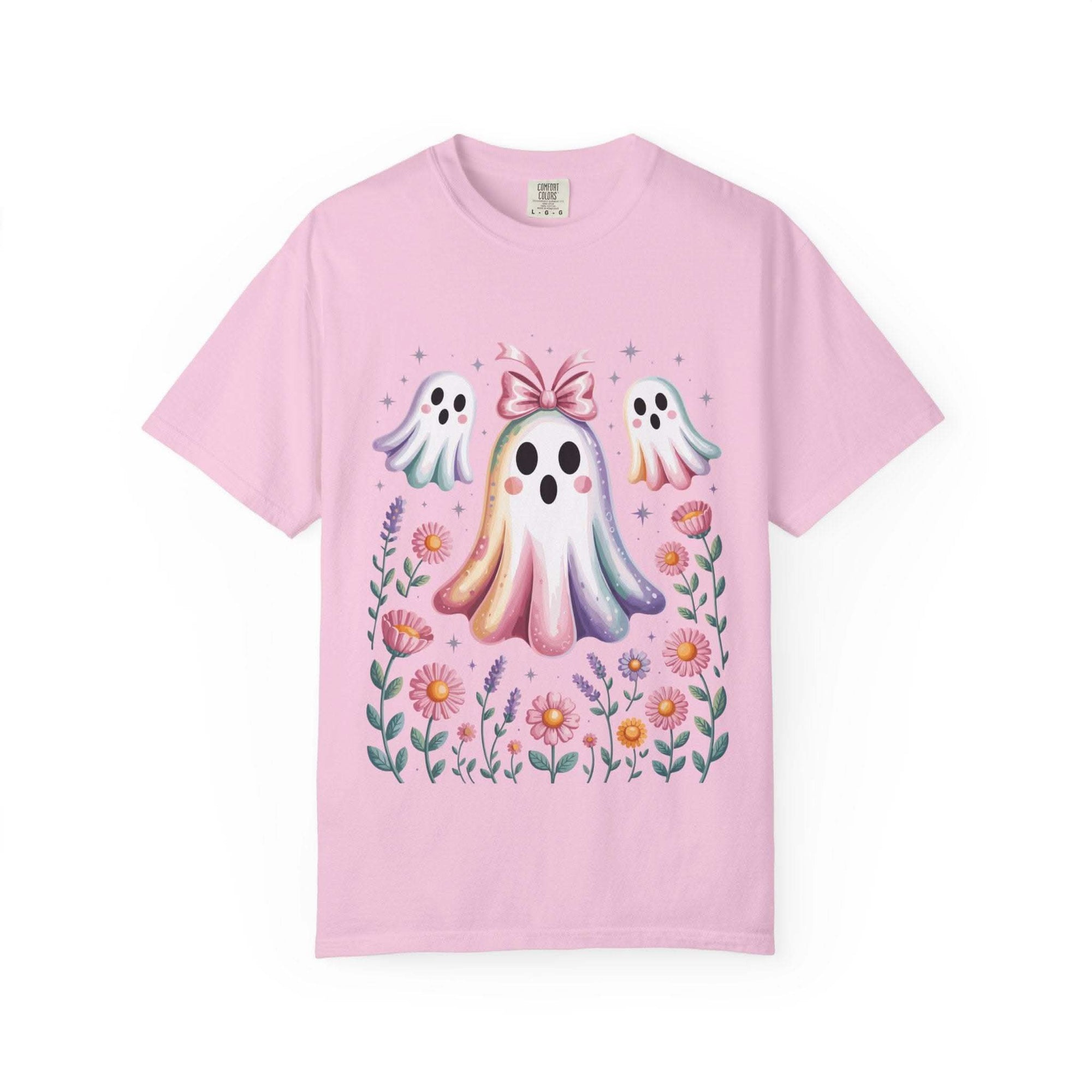 Iridescent Floral Ghost Halloween T-shirt - TeninoVentures