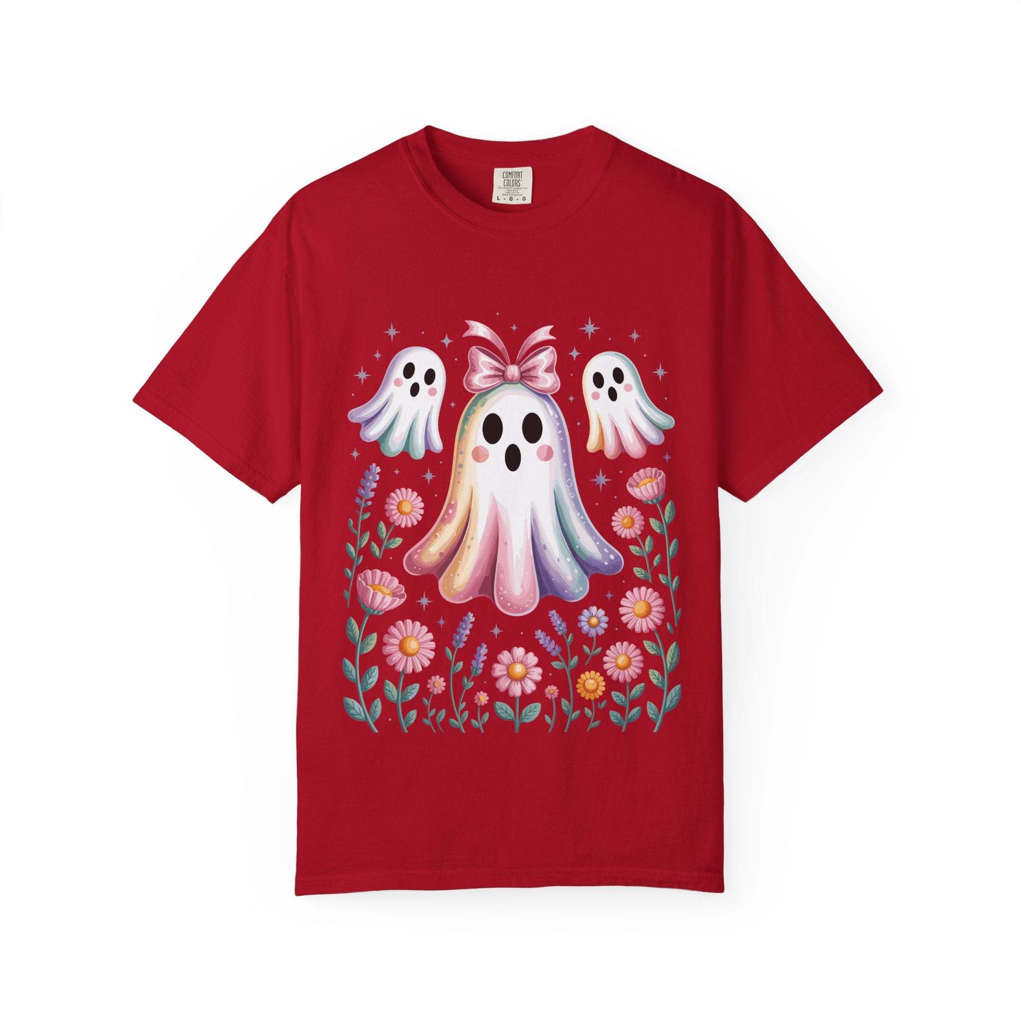 Iridescent Floral Ghost Halloween T-shirt - TeninoVentures