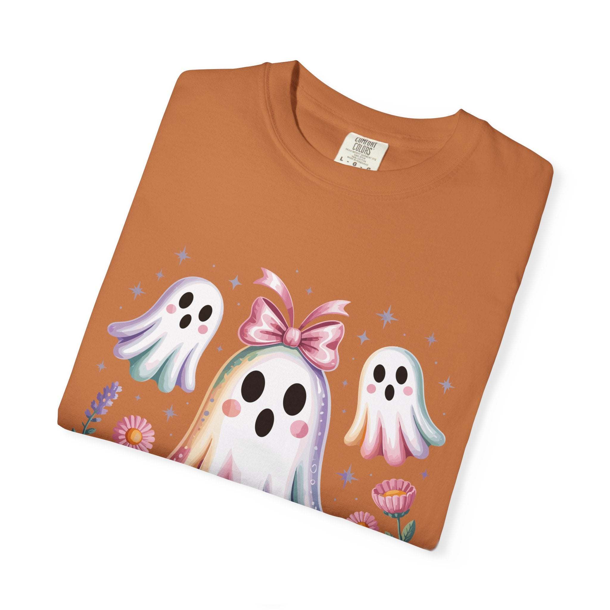 Iridescent Floral Ghost Halloween T-shirt - TeninoVentures