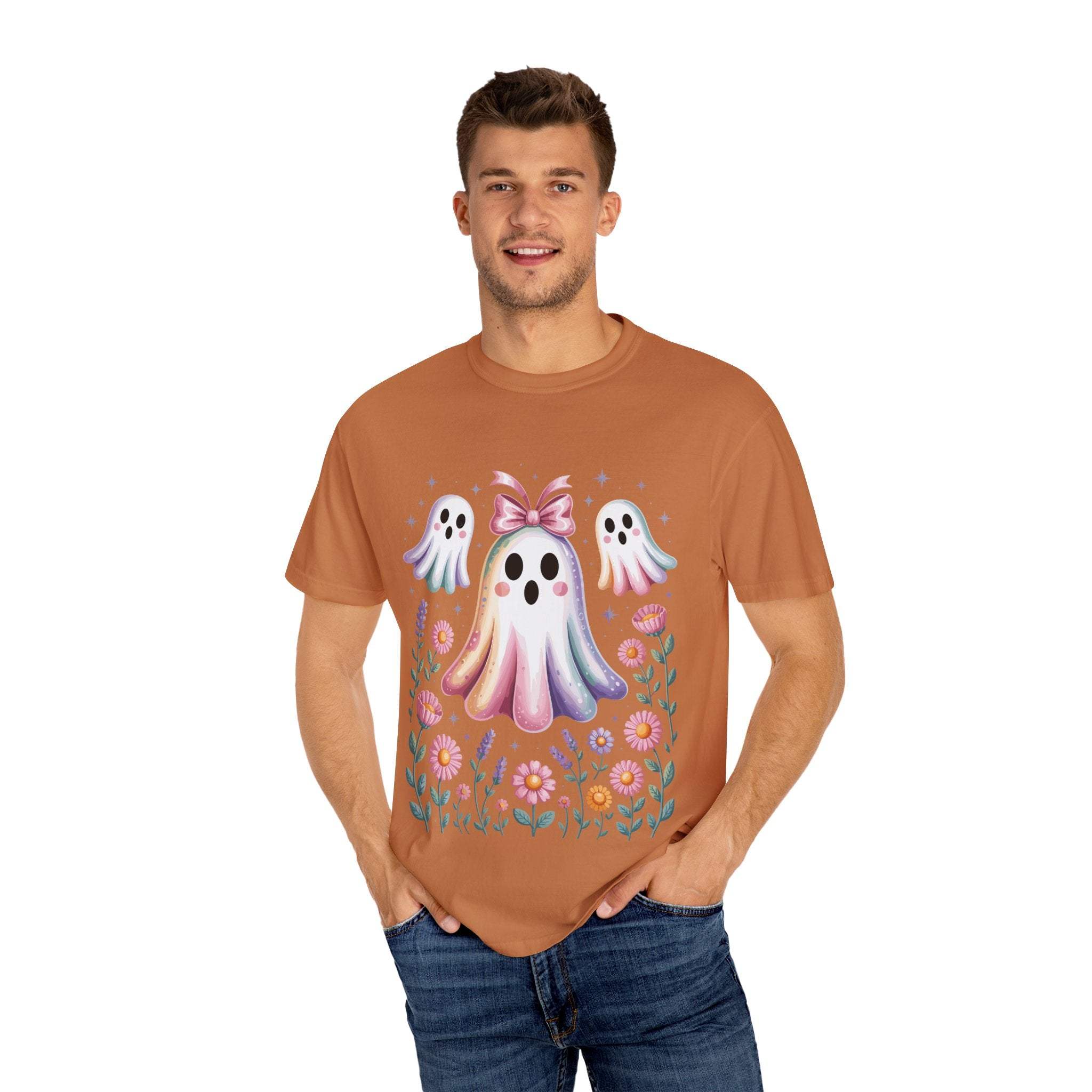 Iridescent Floral Ghost Halloween T-shirt - TeninoVentures