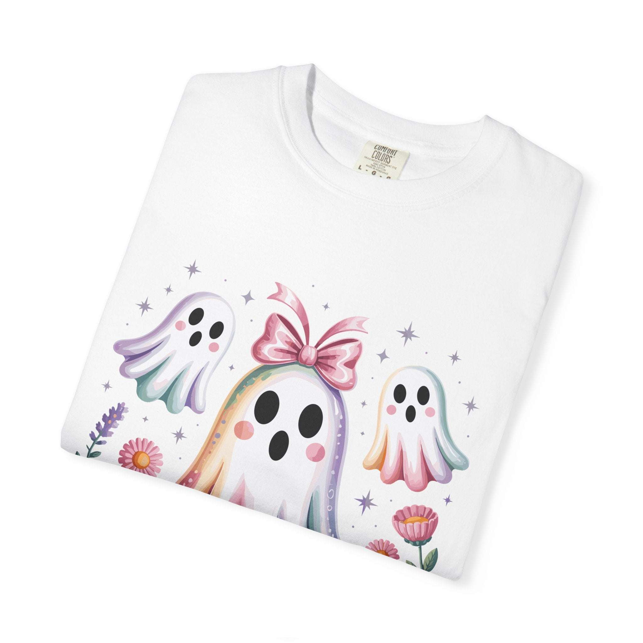 Iridescent Floral Ghost Halloween T-shirt - TeninoVentures