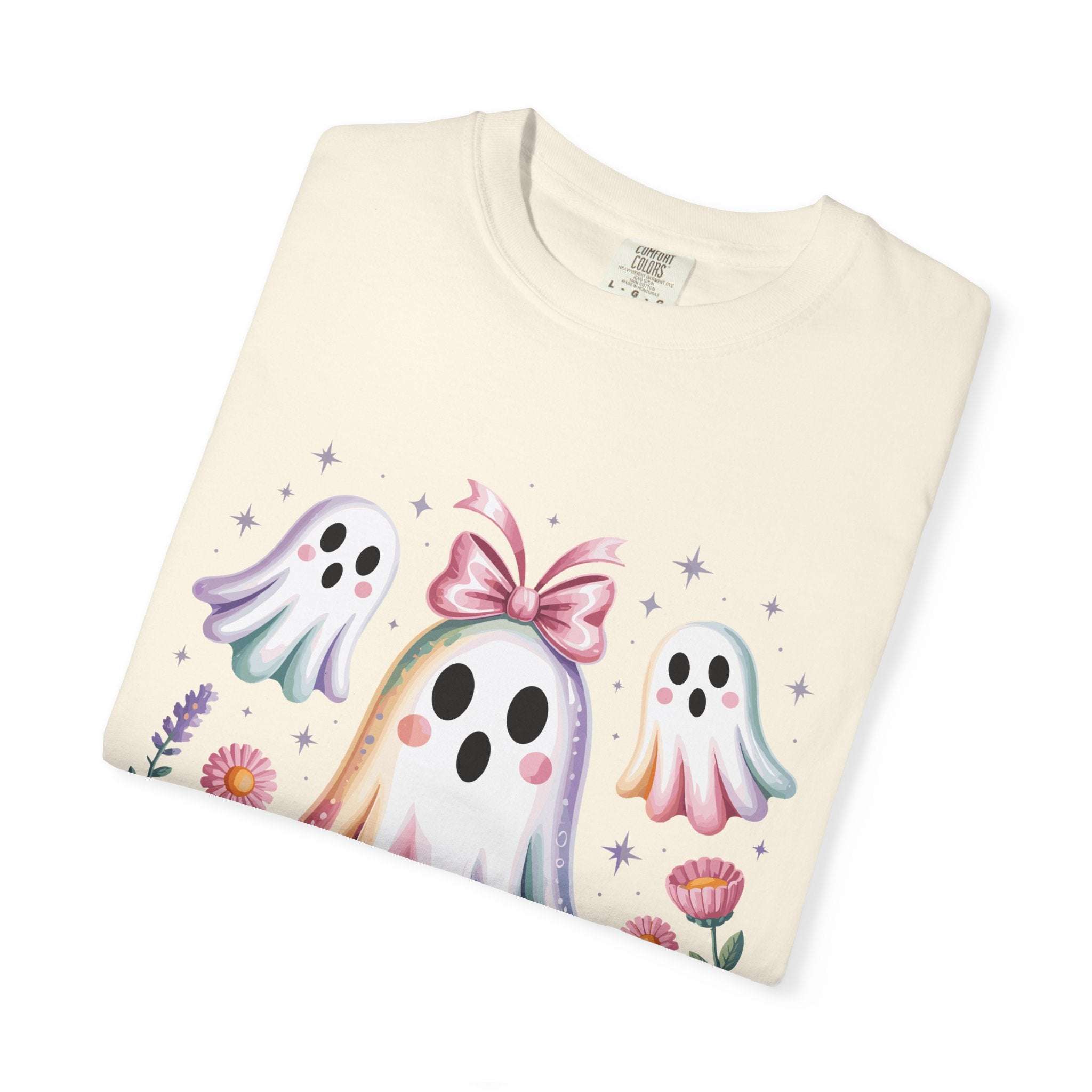 Iridescent Floral Ghost Halloween T-shirt - TeninoVentures
