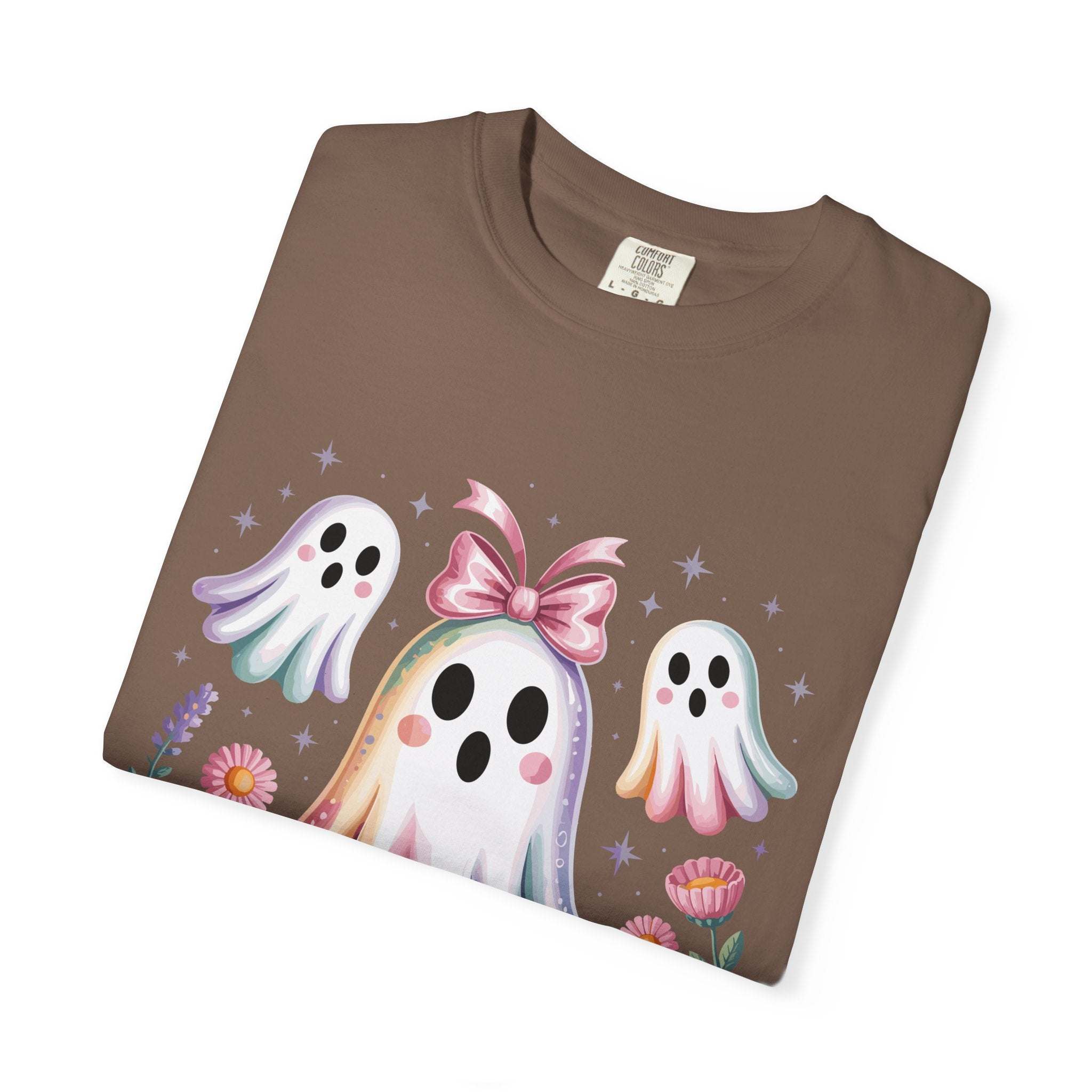 Iridescent Floral Ghost Halloween T-shirt - TeninoVentures