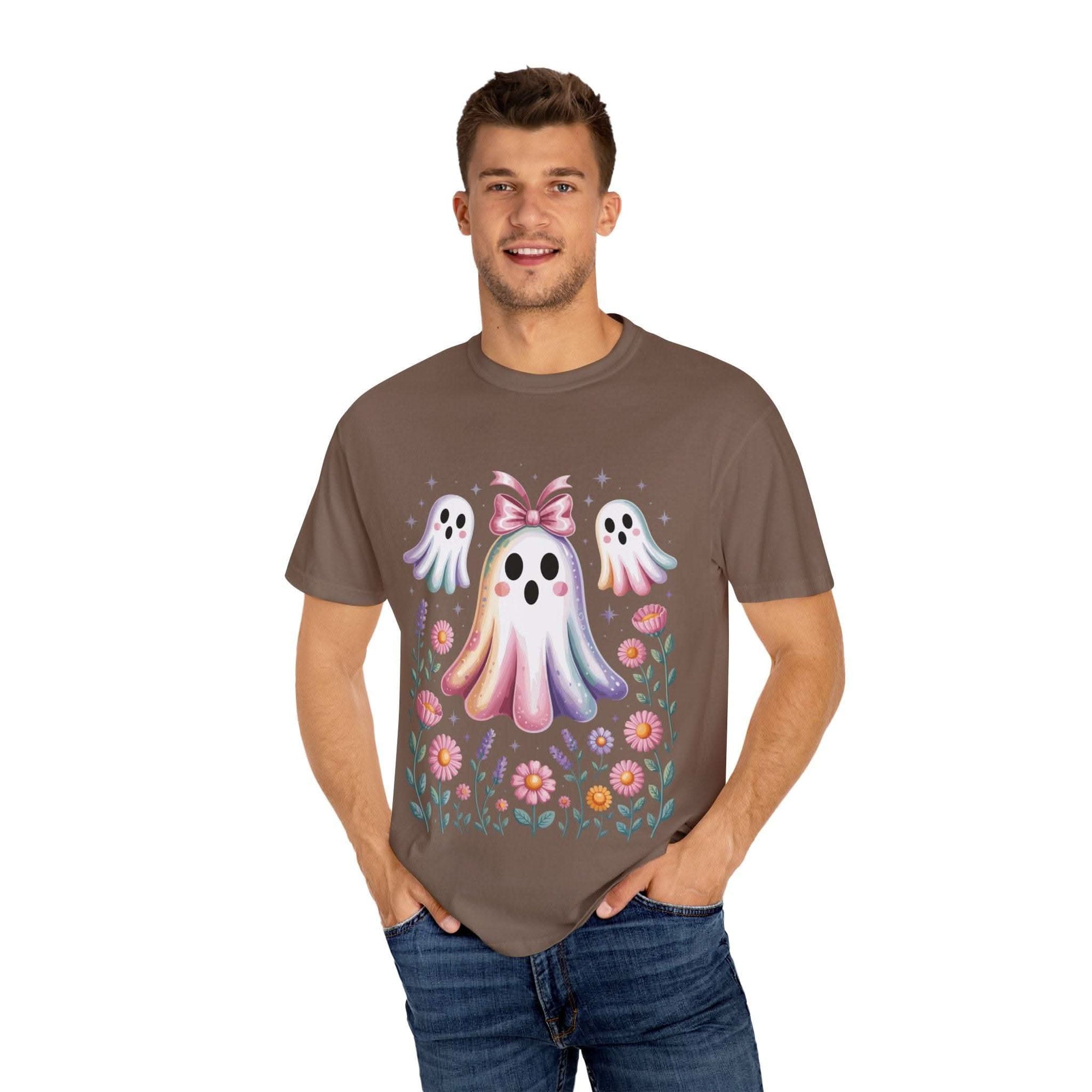 Iridescent Floral Ghost Halloween T-shirt - TeninoVentures