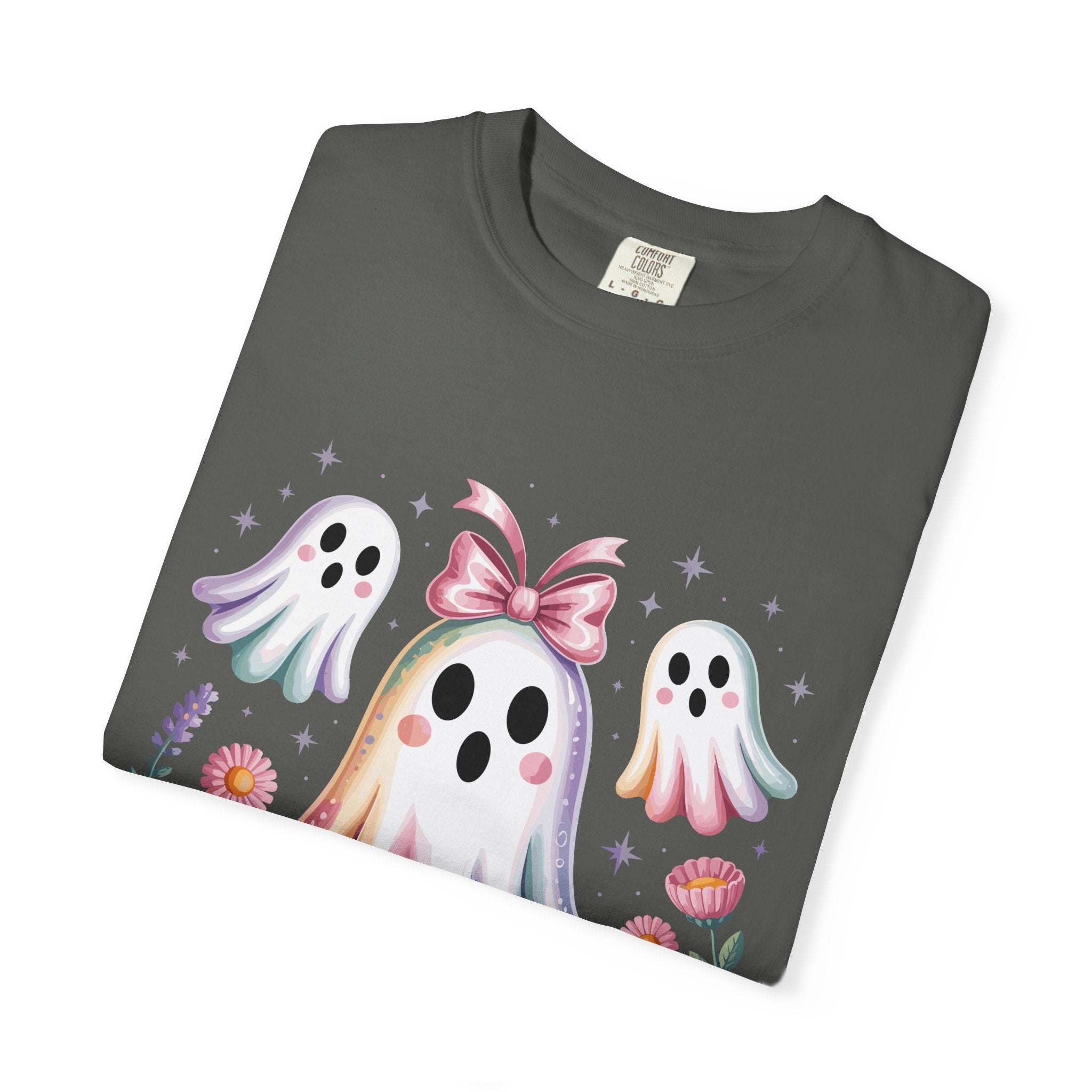 Iridescent Floral Ghost Halloween T-shirt - TeninoVentures