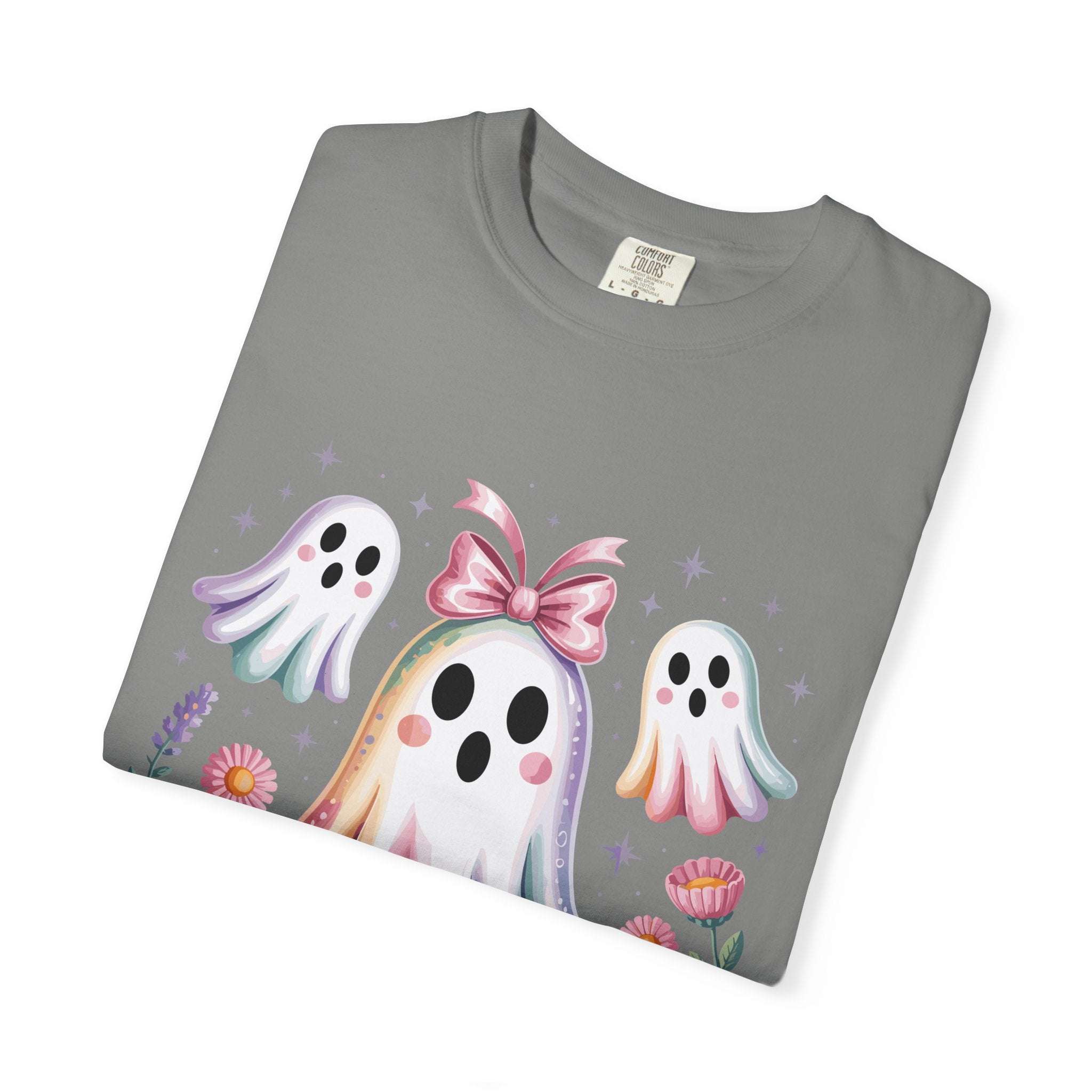Iridescent Floral Ghost Halloween T-shirt - TeninoVentures