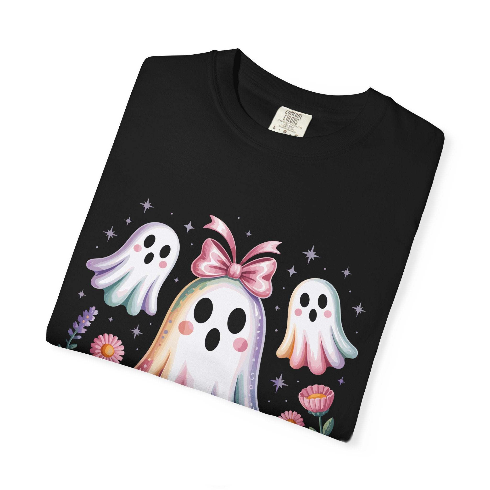 Iridescent Floral Ghost Halloween T-shirt - TeninoVentures