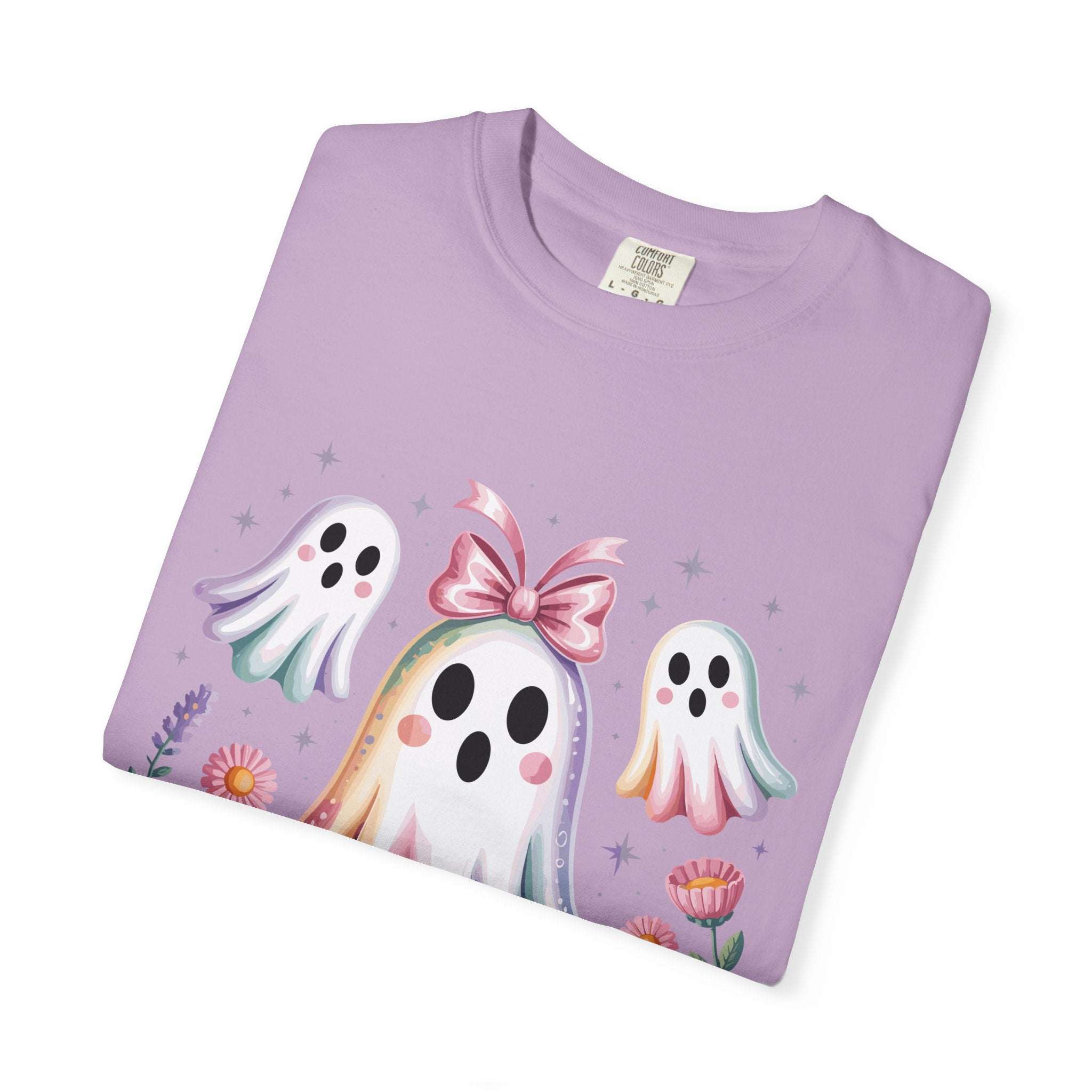 Iridescent Floral Ghost Halloween T-shirt - TeninoVentures