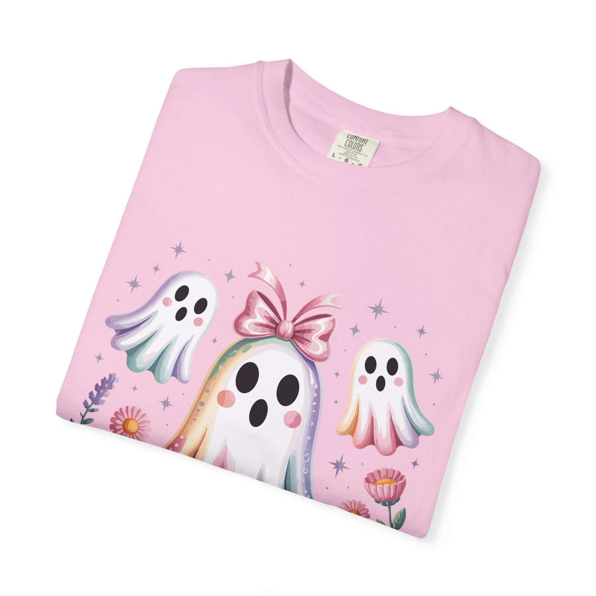 Iridescent Floral Ghost Halloween T-shirt - TeninoVentures