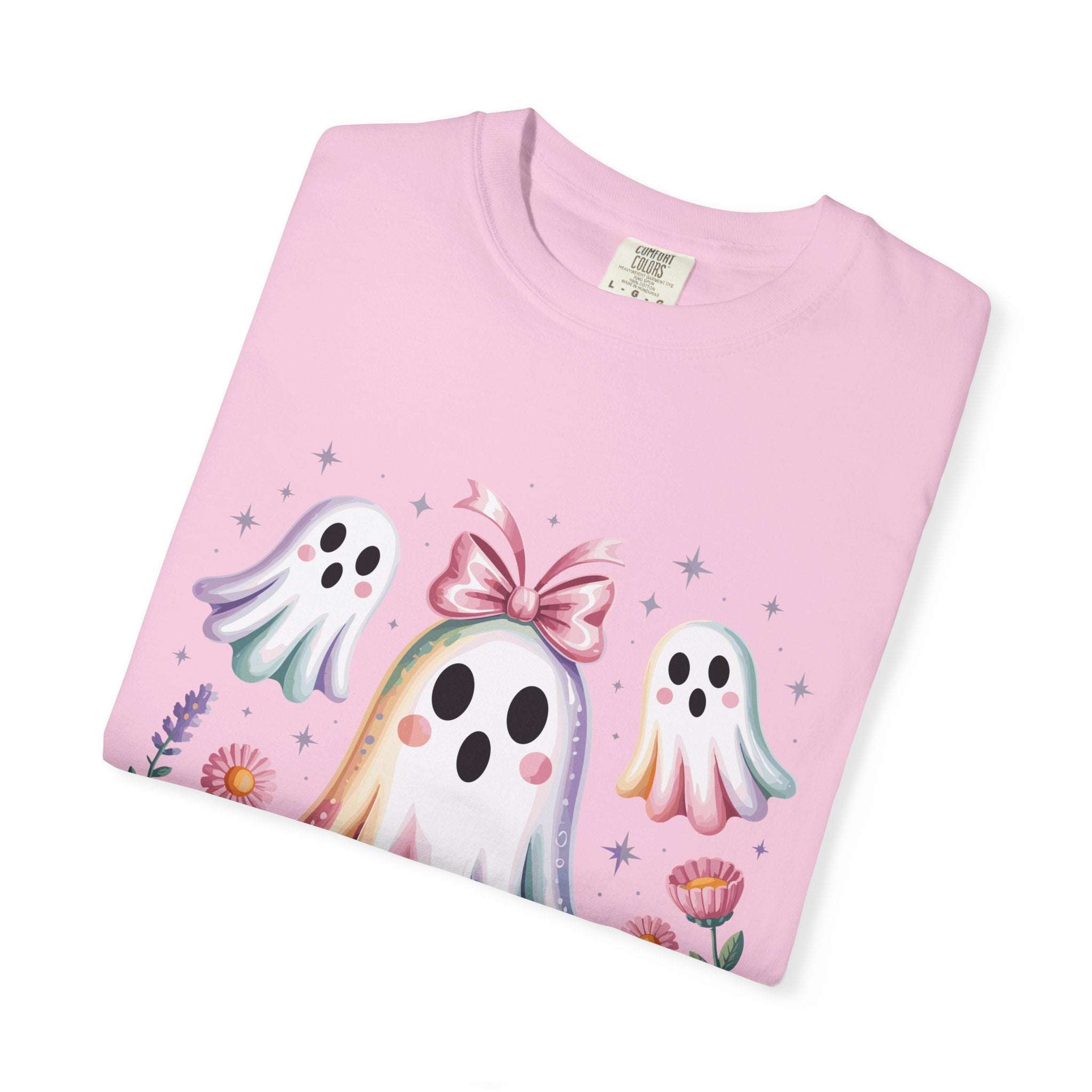 Iridescent Floral Ghost Halloween T-shirt - TeninoVentures
