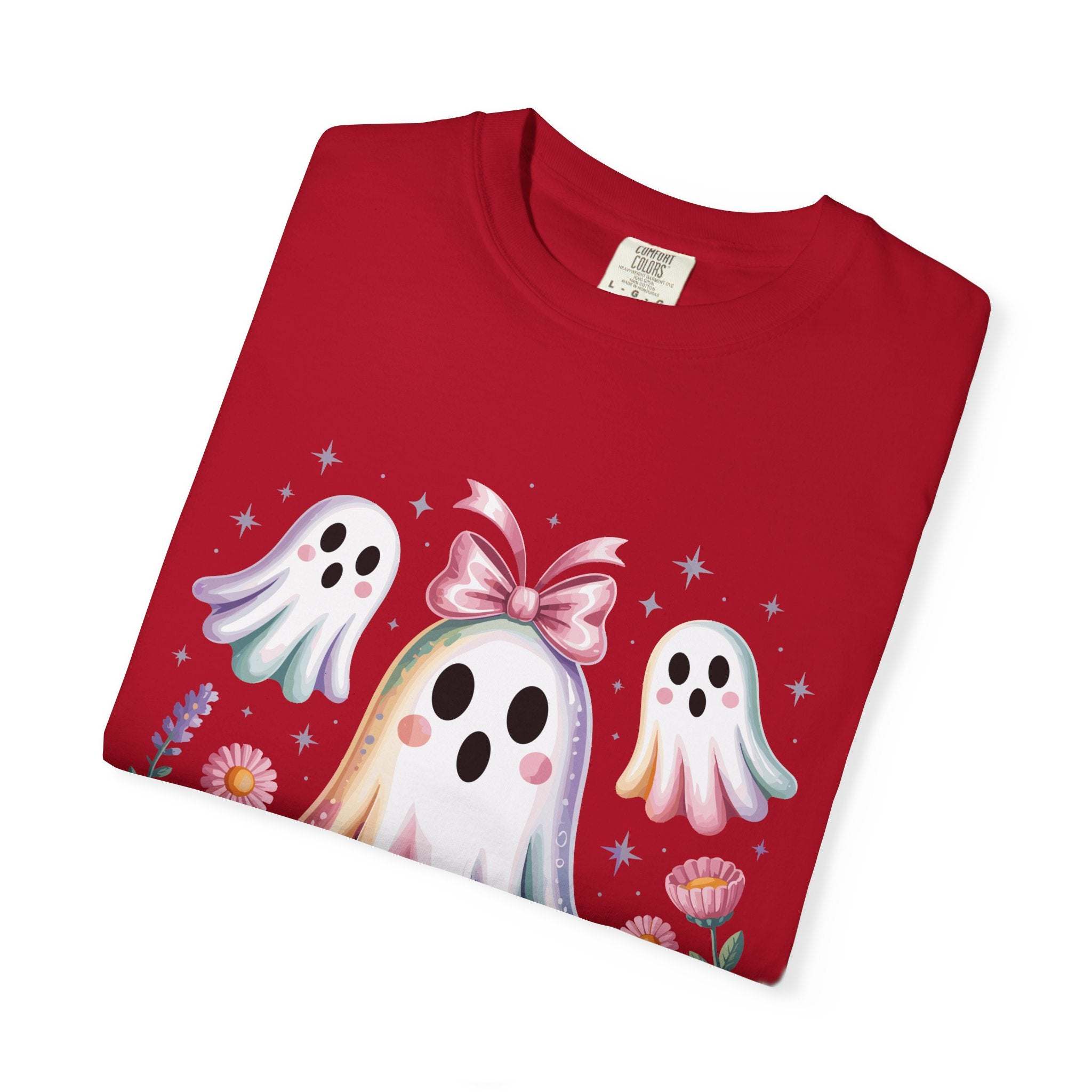 Iridescent Floral Ghost Halloween T-shirt - TeninoVentures
