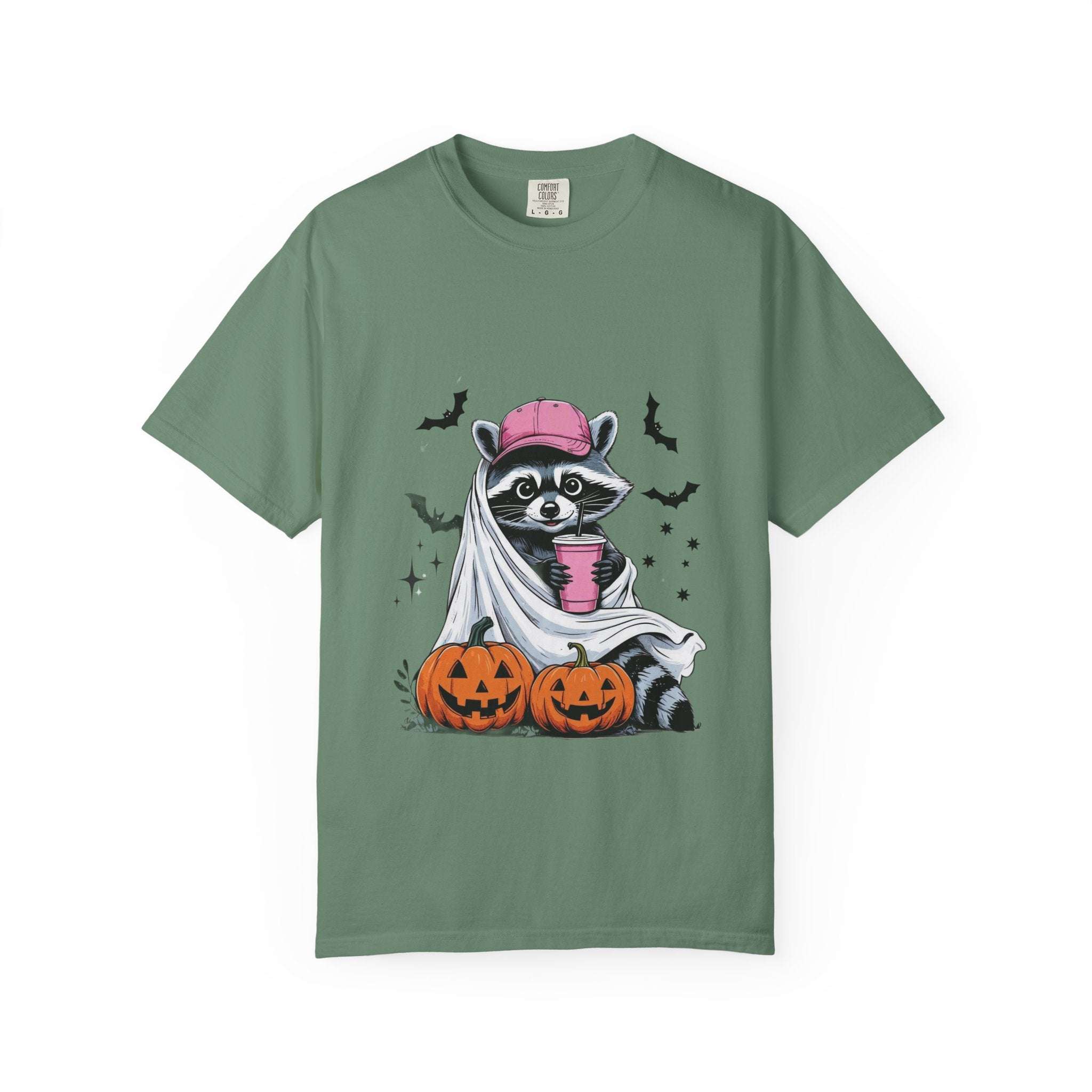 Raccoon Ghost Halloween T-shirt - TeninoVentures
