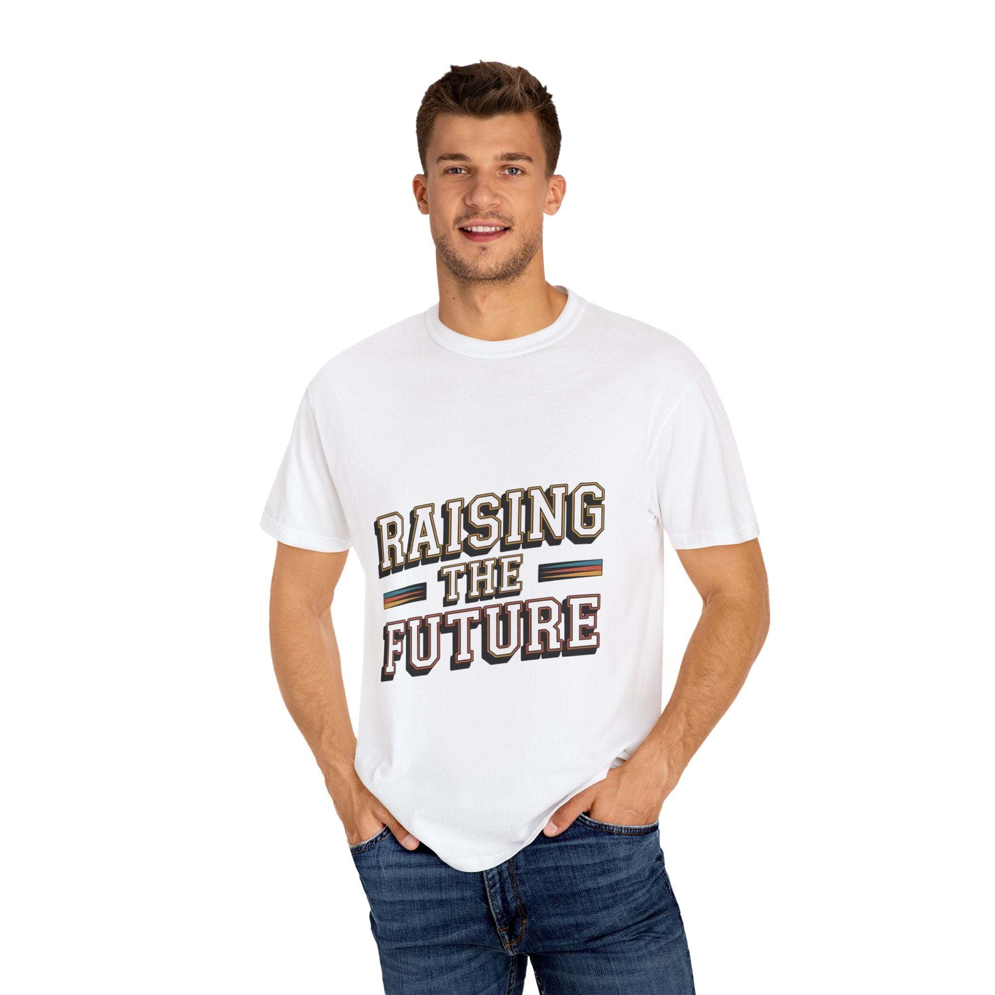 Retro Raising the Future T-shirt with vintage design and bold graphics