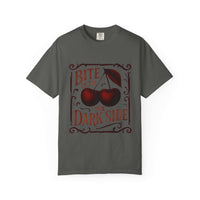 Garment-Dyed T-Shirt Bite Into the Dark Side Cherry for Gothic Style
