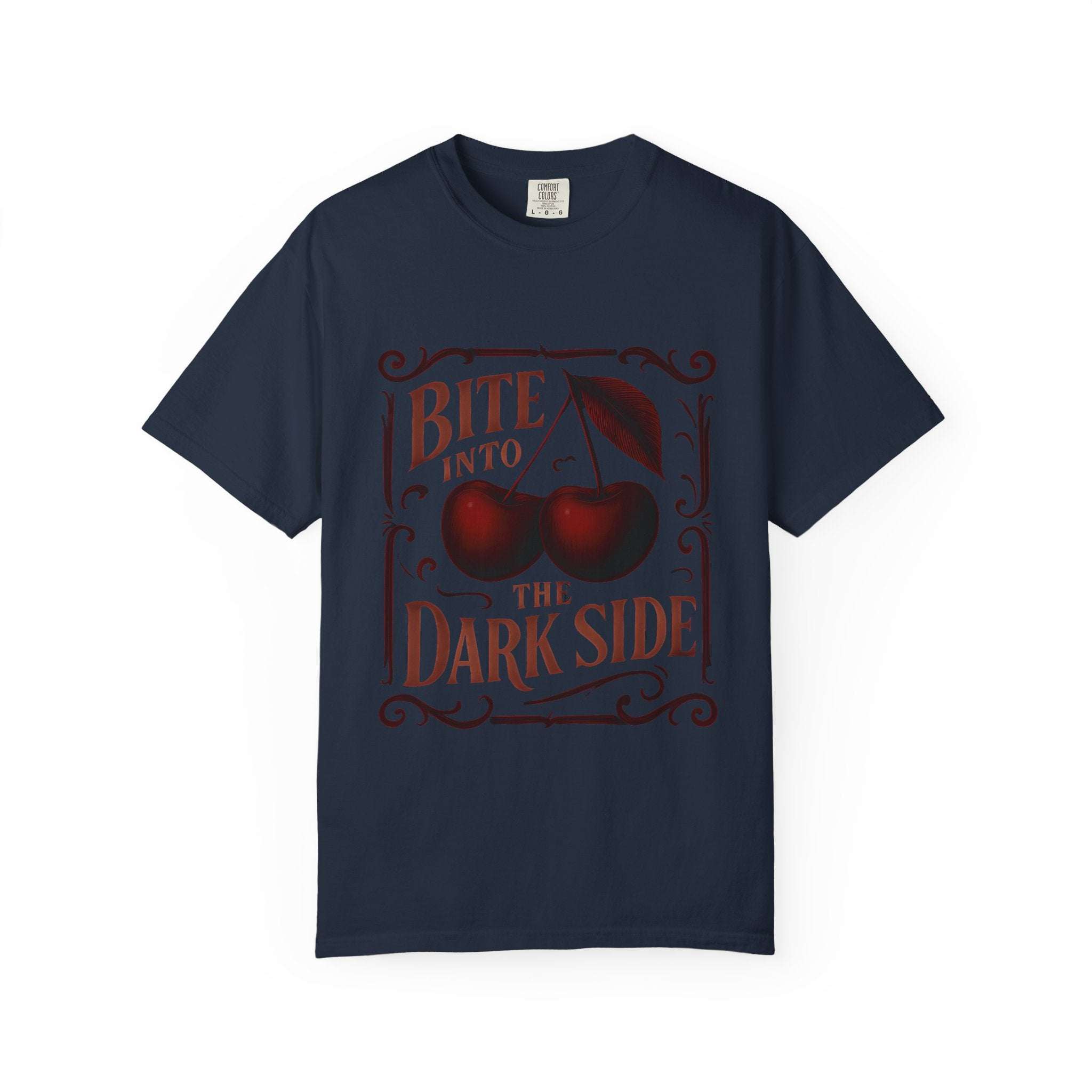 Garment-Dyed T-Shirt Bite Into the Dark Side Cherry for Gothic Style