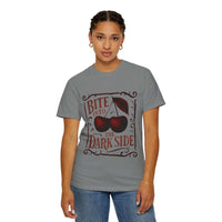 Garment-Dyed T-Shirt Bite Into the Dark Side Cherry for Gothic Style