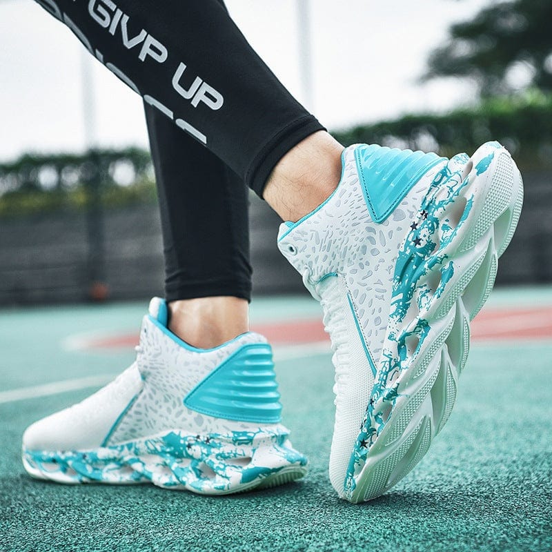 Trendy camouflage sports shoes with blue and white design, round toe, low flat heel, rubber sole, for men, summer wear-resistant sneakers