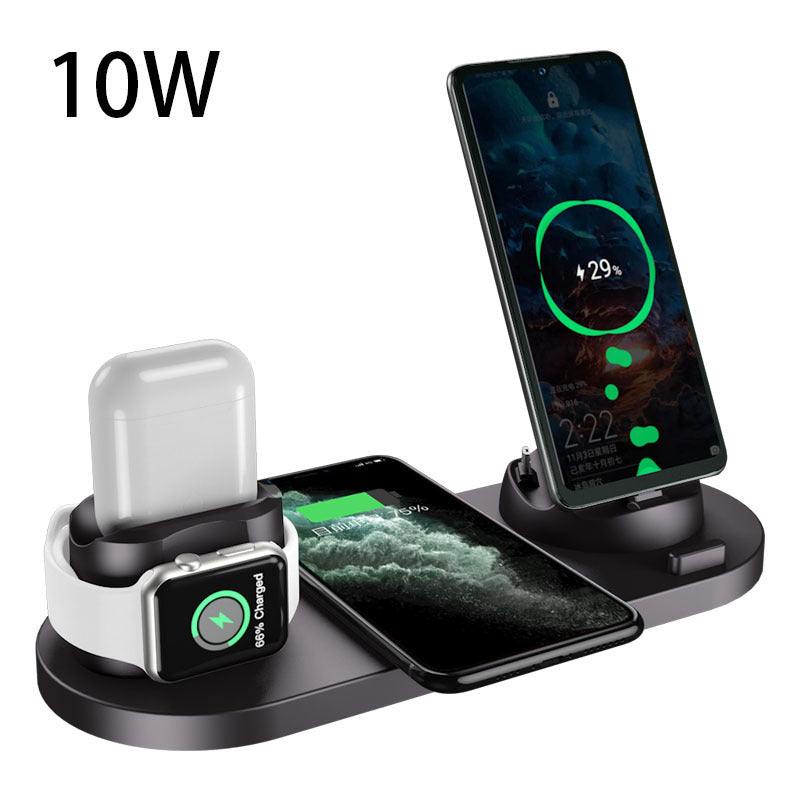 6 in 1 wireless charger dock station for phone, watch, and earbuds with fast charging capability