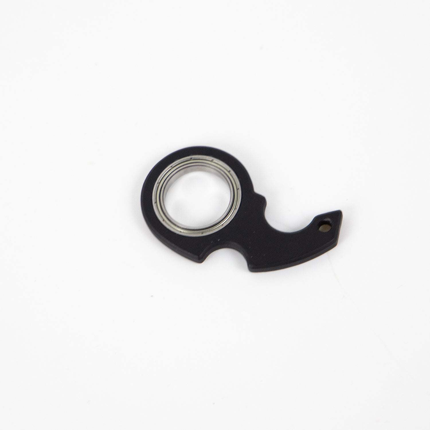 Black keychain fidget spinner toy made of plastic and zinc alloy for stress relief and anxiety reduction