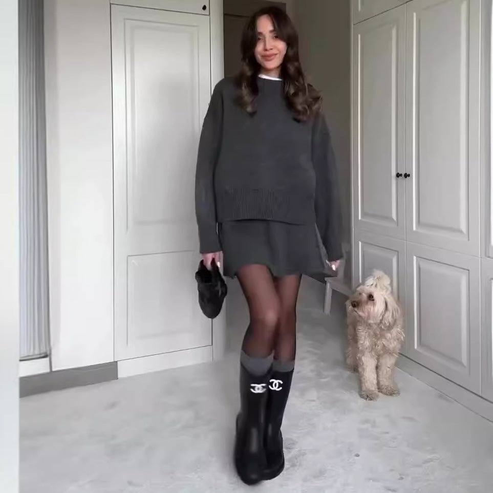 Sweater Skirt Sets for Women - Elegant 2 Pieces Knit Outfit