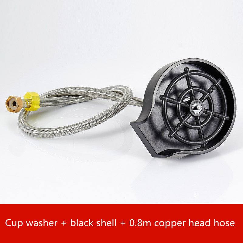 Bar counter cup washer with black shell and 0.8m copper head hose for high-pressure automatic cup washing.